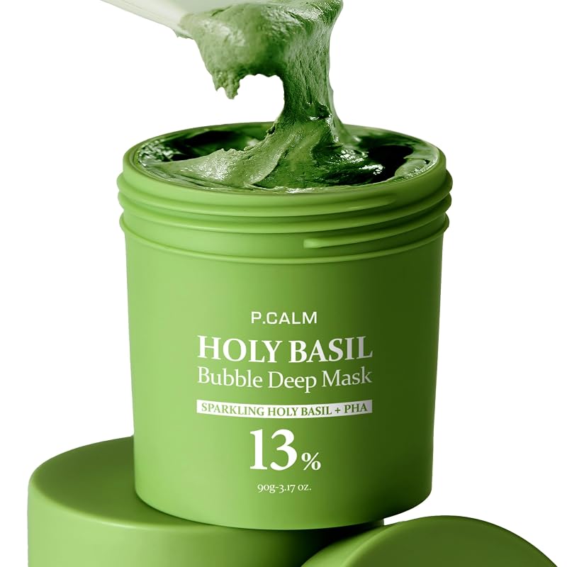 P.CALM Holy Basil Bubble Deep Mask Máscara Facial de Argila com Bolhas, 90 g