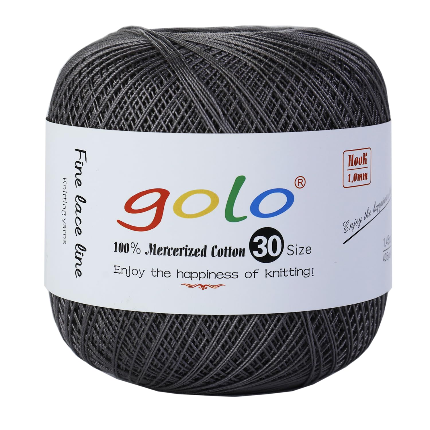 golo Crochet Thread Size 30 Yarn for Hand Kniting DIY Tatting Black Gray Yarn 227