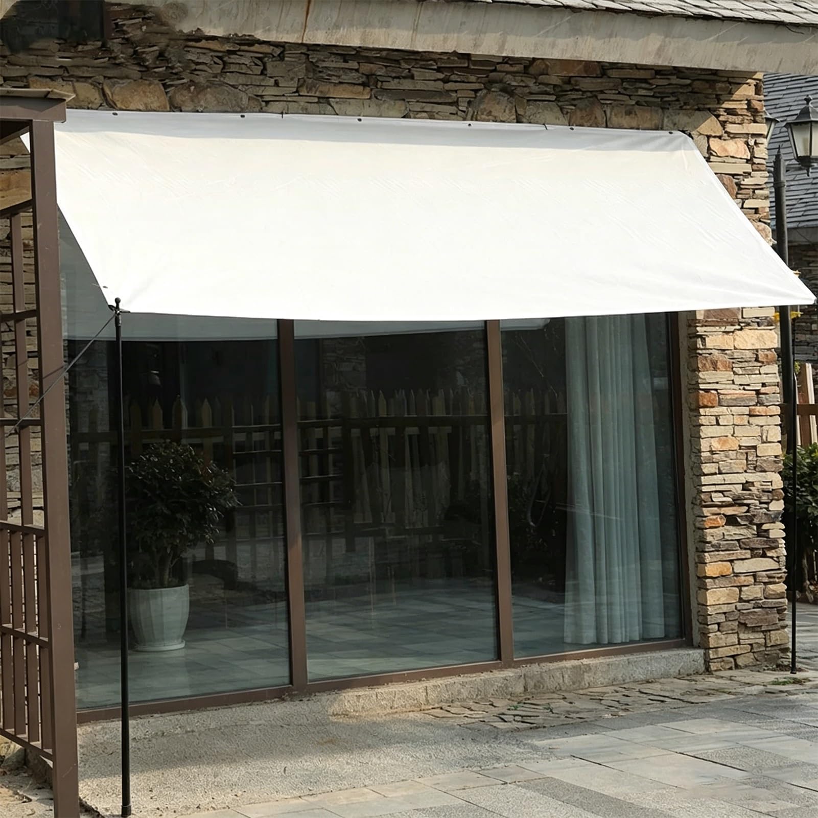 Canvas Tarp Sheet Cover 1x2m 1.2x1.5m 1.8x2.4m 2x3m 3x3m 4x4m 6x8m White Waterproof Tarpaulin with Eyelets for Outdoor Balcony Furniture Garden Camping(3x5m(9.8ftx16.4ft))