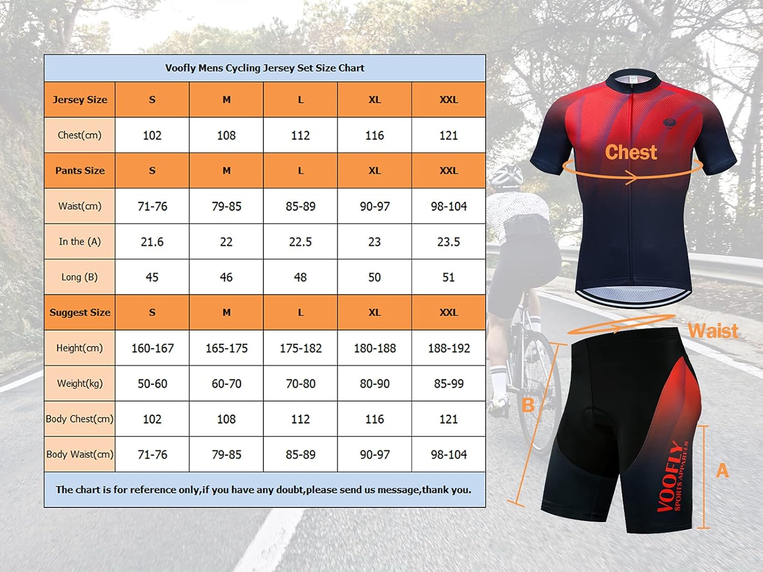 Cycling Jersey Men Short Sleeve, Mountain Bike Jersey Compression with Pad Blue Red L