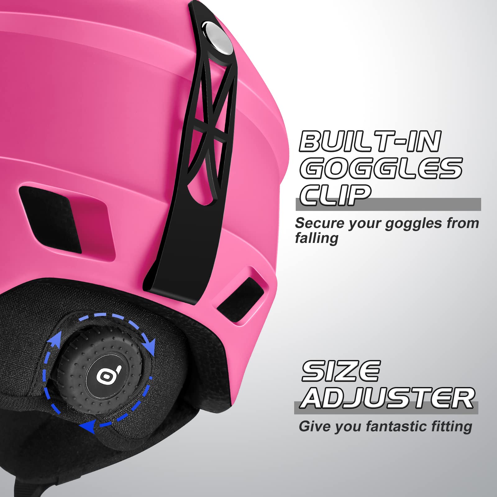 Odoland Kit di Casco Sci con Maschera Sci, Casco Snowboard per Uomo Donna Adolescenti, Casco Ski Regolabile e Occhiali Sci UV400 Proteczione, per Sport Invernali All'aperto