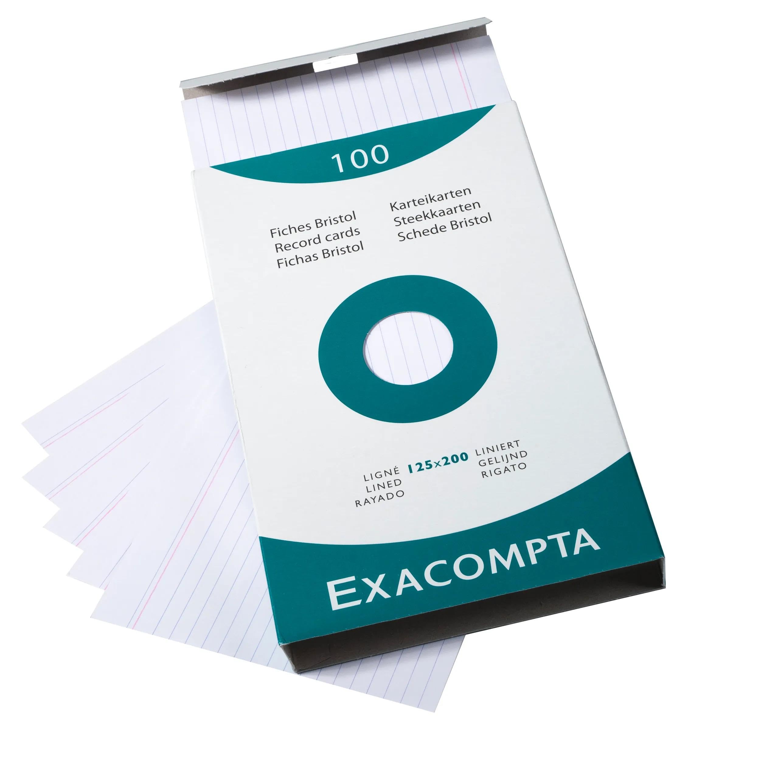 Exacompta 12 Etuis de 100 Fiches Bristol Lignées 125 x 200 mm Blanc