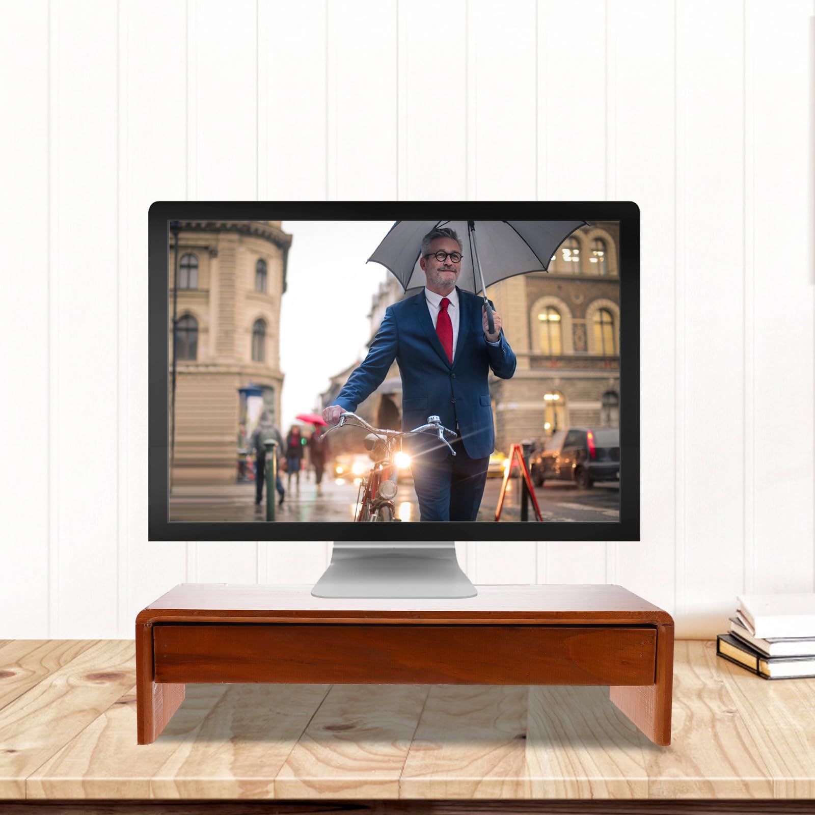 GANAZONO Soporte para Monitor de Madera, Elevador de Pantalla para Oficina