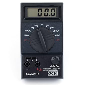 JCM 60-MM6115 Capacitance Meter High-Precision Capacitor Tester with Zero Adjustment Measures 200pF to 2000F LCD Display Portable Digital Capacitance Meter