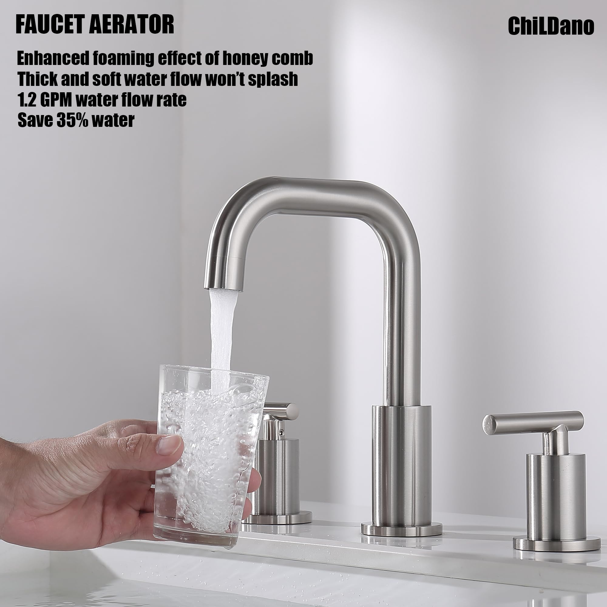 FORIOUS Grifo De Baño Croado De 2 Anijas Con 3 Agujeros Grifo De Baño