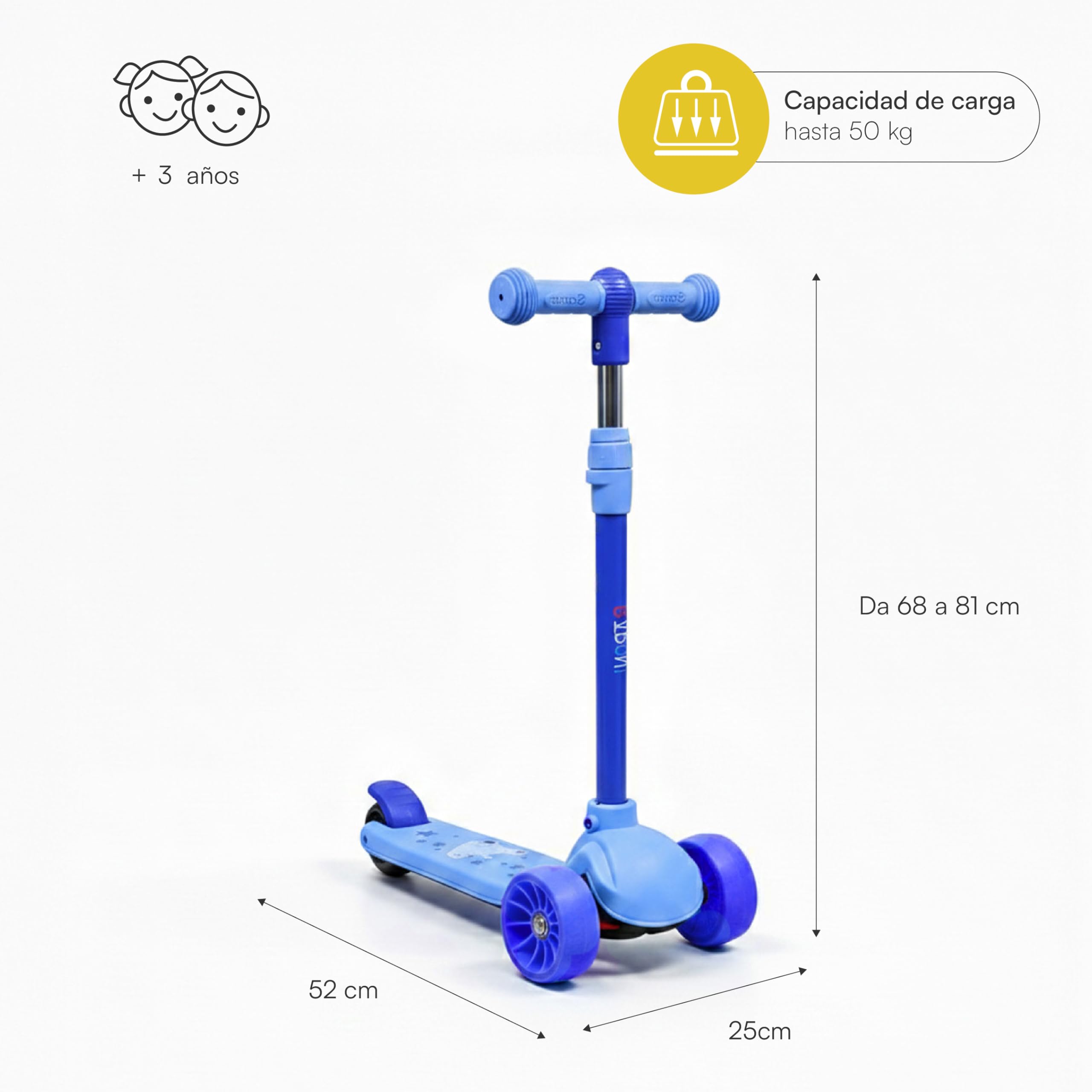 Patinete de 3 ruedas para niños con kit de protección para casco Rosado Patinete de 3 ruedas para niños con kit de protección para casco Rosado