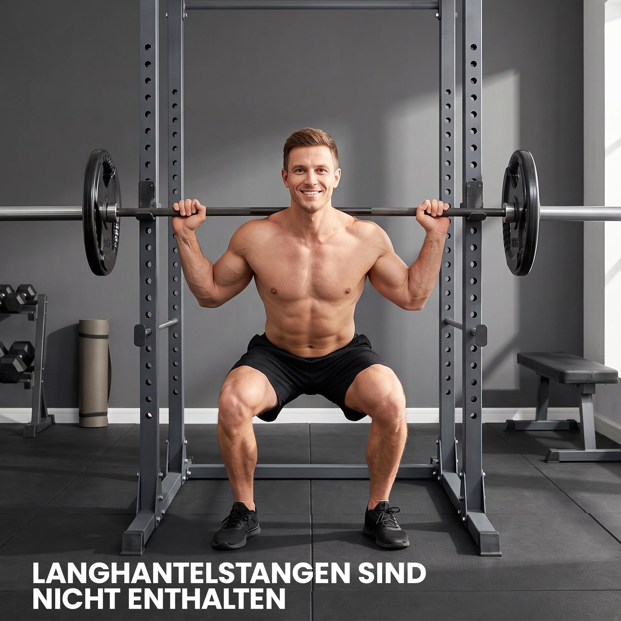 SPORTNOW Hantelscheiben 2er-Set, Tri-Grip gummierte Olympiascheiben, bodenschonender Gewichtsscheiben mit 5 cm Bohrung, drei Griffen, für Gewichtheben, Krafttraining