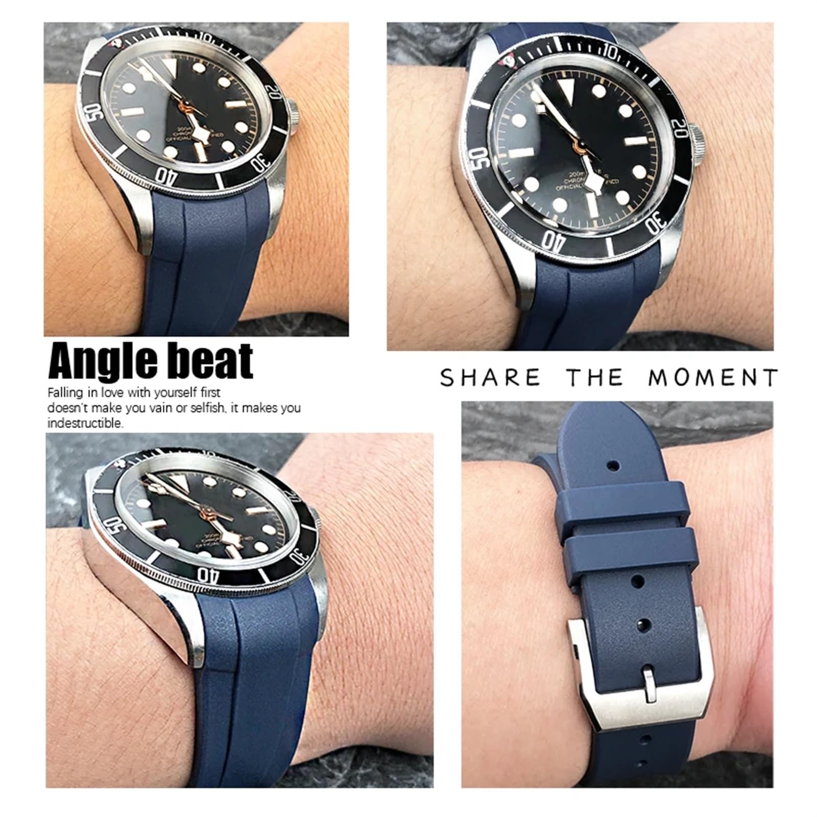 Correa de reloj de silicona y goma con extremo curvado, 22mm, 20mm, para Tudor Black Bay, 41mm, Pelagos, 42mm, 1958, correa de reloj deportivo azul