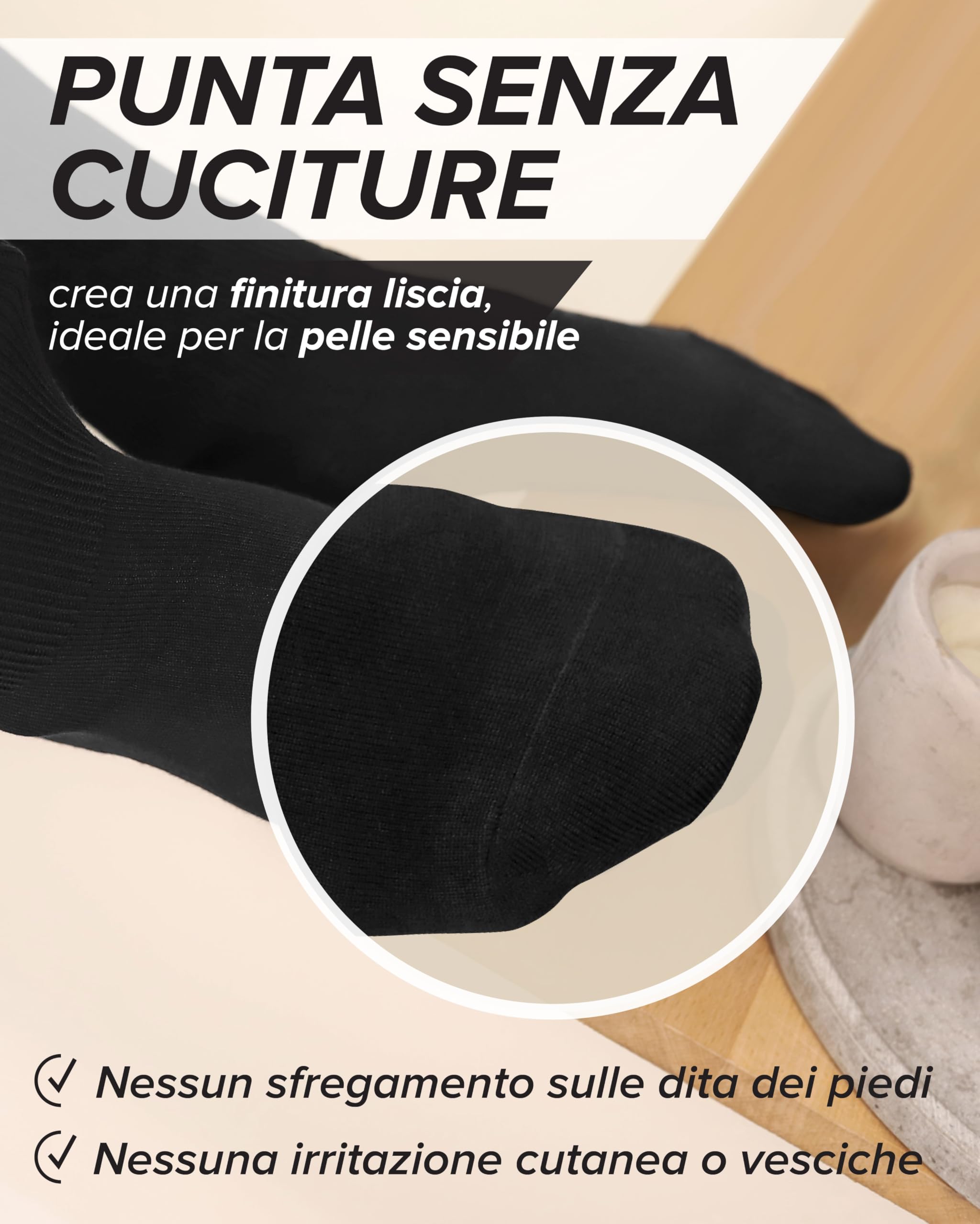 vitsocks Calzini per Diabetici Extra Larghi senza Elastico Uomo (3 PAIA) calze sanitarie piedi gonfi cotone morbido 39 42 43 46 47 50