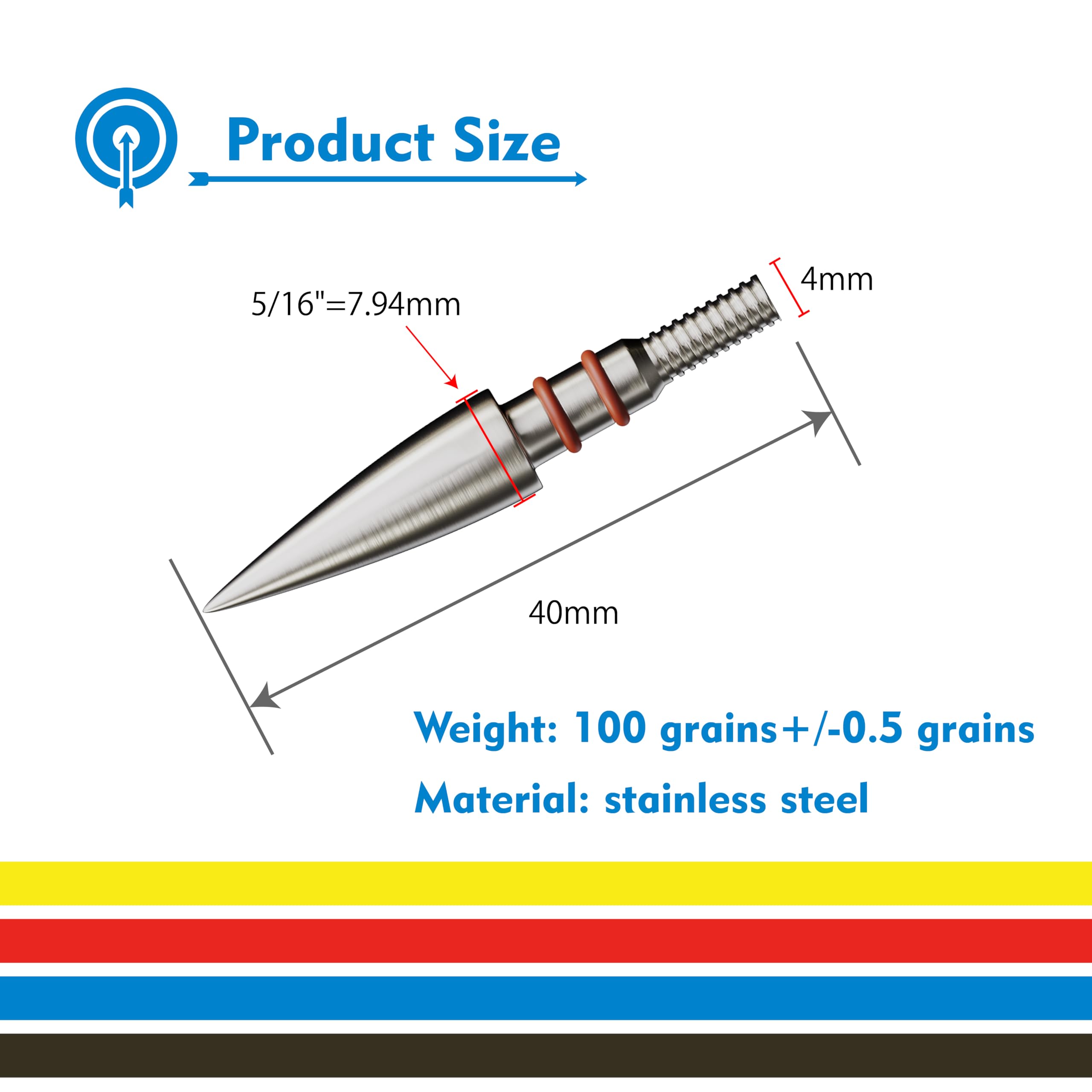 Snapklik.com : 12pcs Archery Arrow Tips 100/125/150/200 Grain Field ...