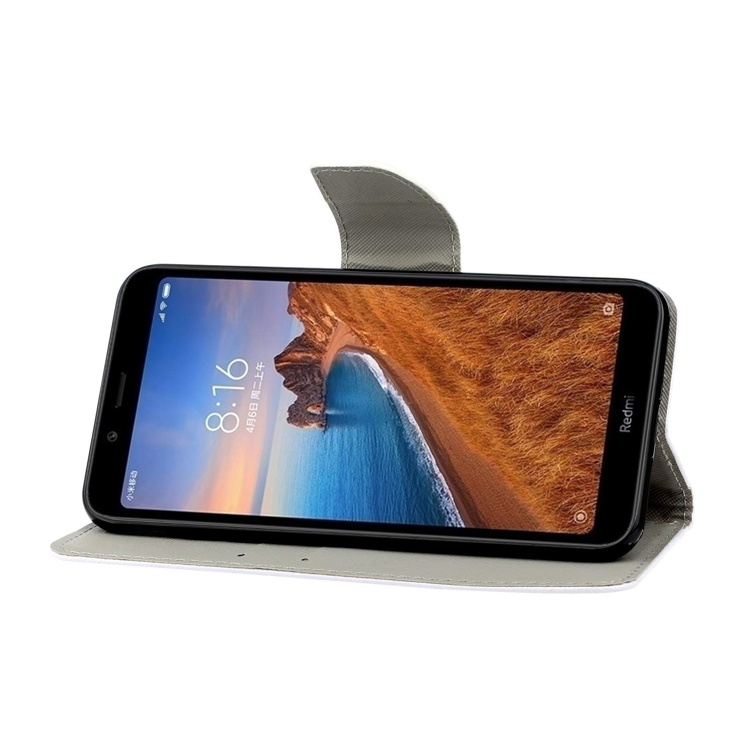 xinyunew Cover Xiaomi Redmi 7A,360 Gradi CustodiaProtettiva Vetro Temperato Wallet Case Standing Flip Caso Pelle Premium Portafoglio Silicone case Custodia per Xiaomi Redmi 7A Rosso