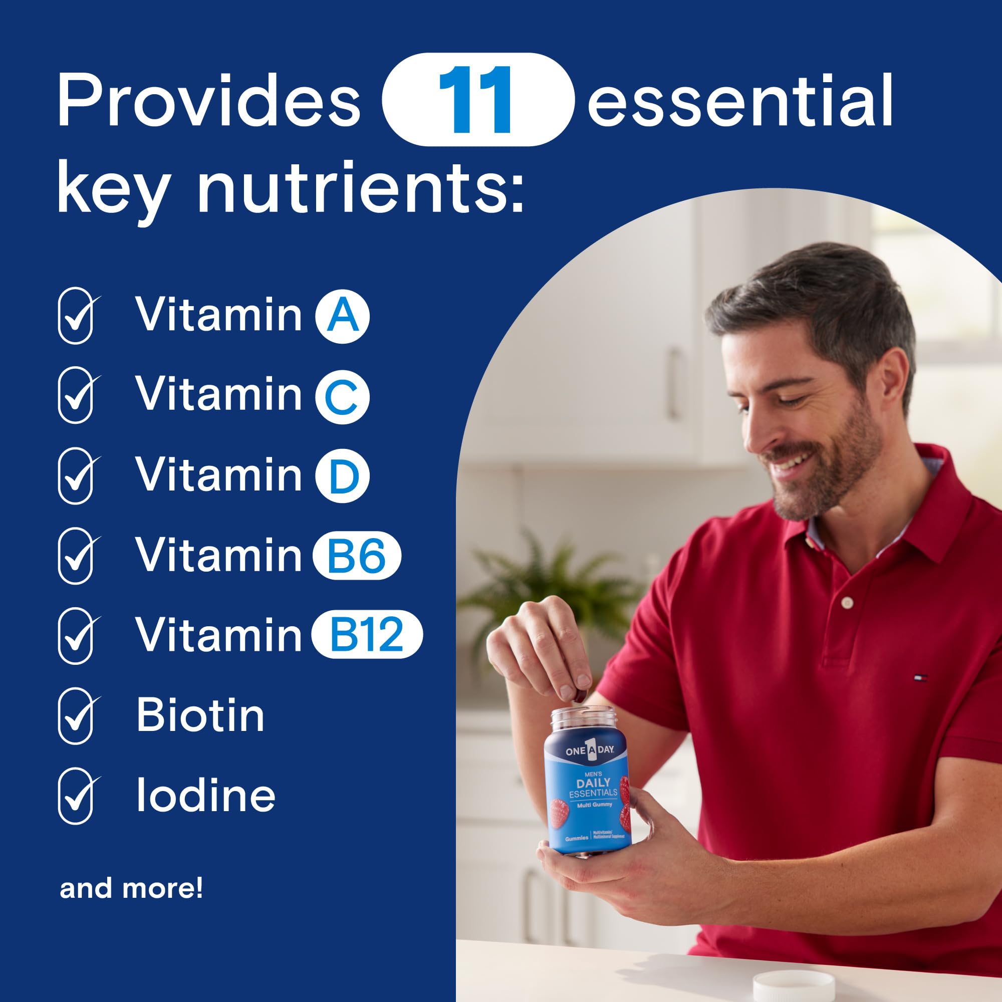 One A Day Men’s Daily Essentials Multivitamin Gummies, Multivitamin for Men, Bone Health, Zinc, Raspberry Natural Flavor, 120 Gummies — Amazon image 3