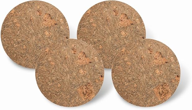 Casafina 14.5 Set of 4 Round Placemats - Cork Collection, Iceberg Grey | Heat Safe Tableware | Natural Portuguese Cork Material | Restaurant Quality Serveware