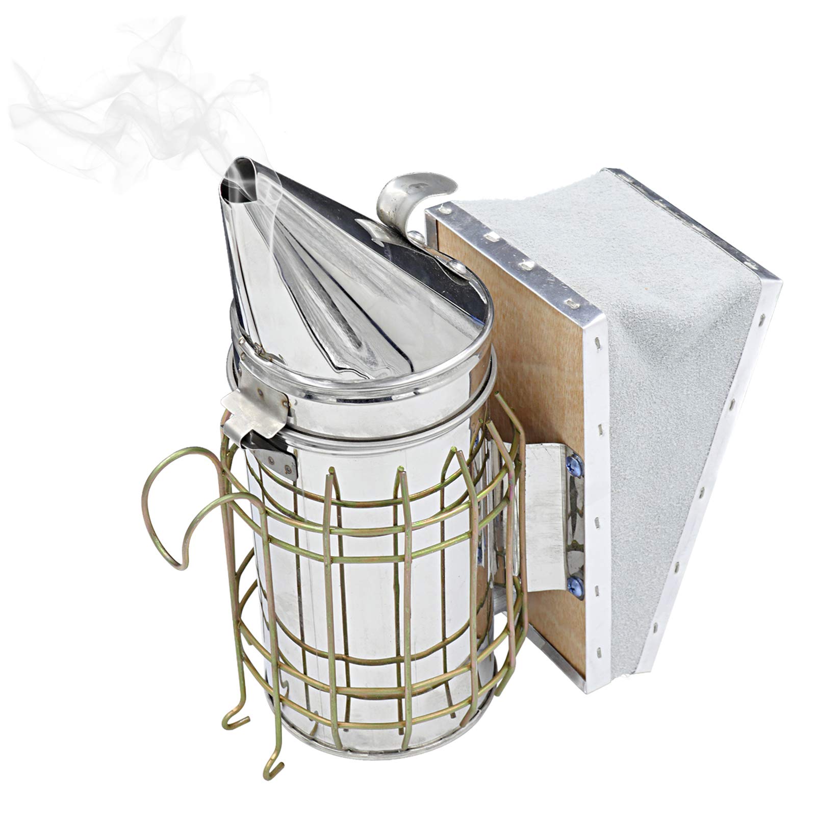 DGQ Bee Smoker Stainless Steel Bee Hive Smoker with Heat Shield Beekeeping Equipment