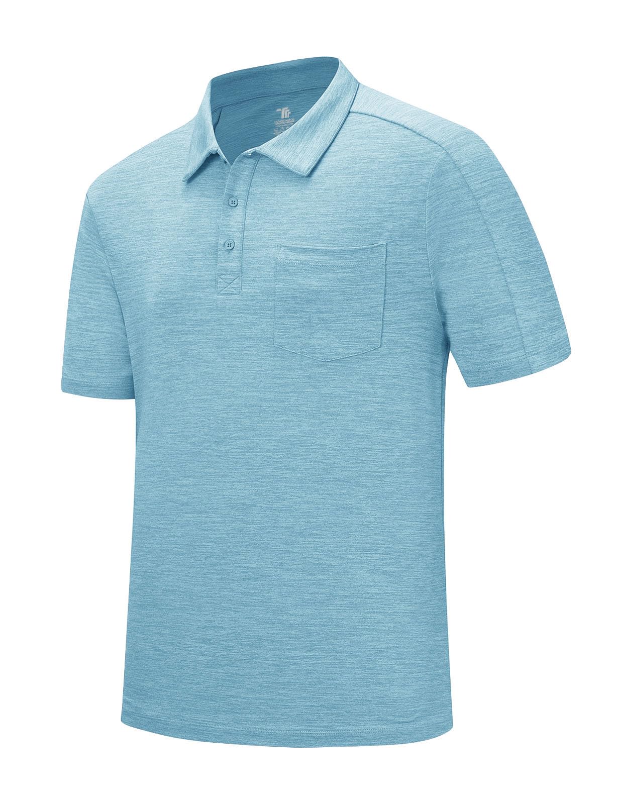 TBMPOY Men's Polo Shirts Short Sleeves with Pocket Lightweight Quick Dry Outdoor Casual Work Golf Sports Shirt