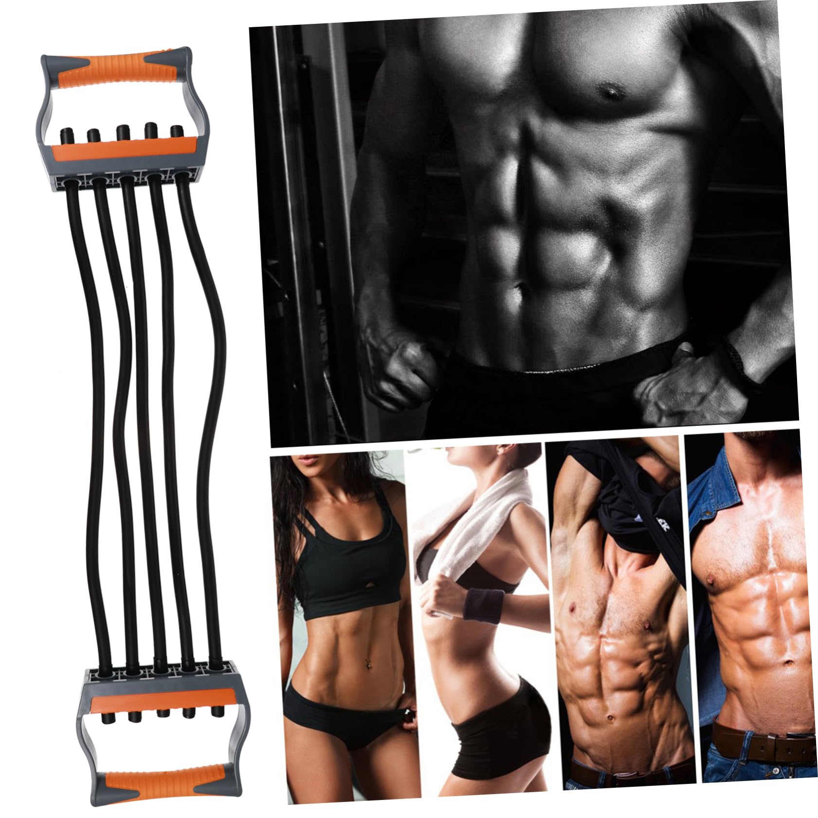 Espansore Toracico A 5 Molle Con Manico In Legno - Per Allenamento Casa, Fitness Uomo - Foto 3