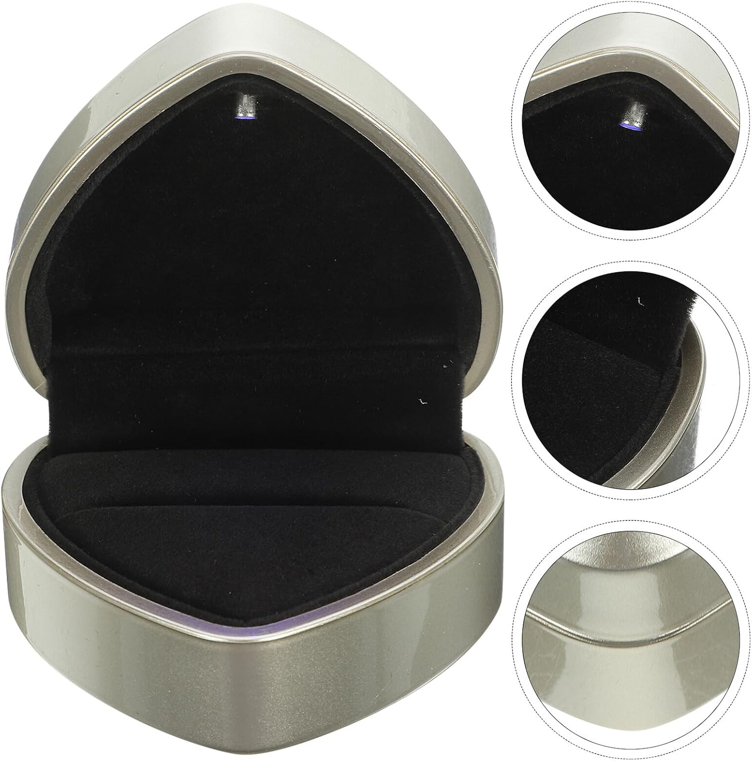 TOYANDONA LED Heart Shaped Ring Box with Automatic Light, Golden image 5