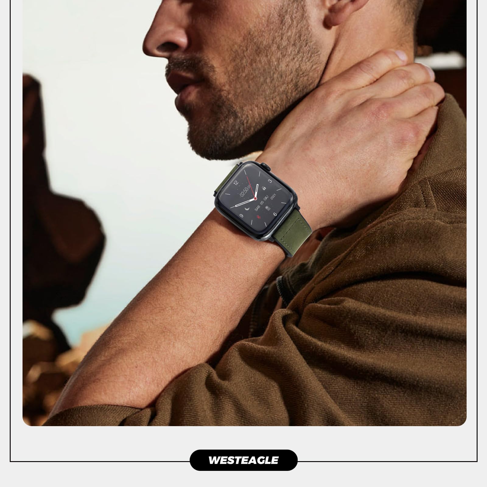 Bracelet de montre magnétique en cuir compatible avec Apple Watch 38 mm, 40 mm, 41 mm, 42 mm, 44 mm, 45 mm, 49 mm – Bracelet de montre en cuir véritable avec boucle magnétique pour iWatch