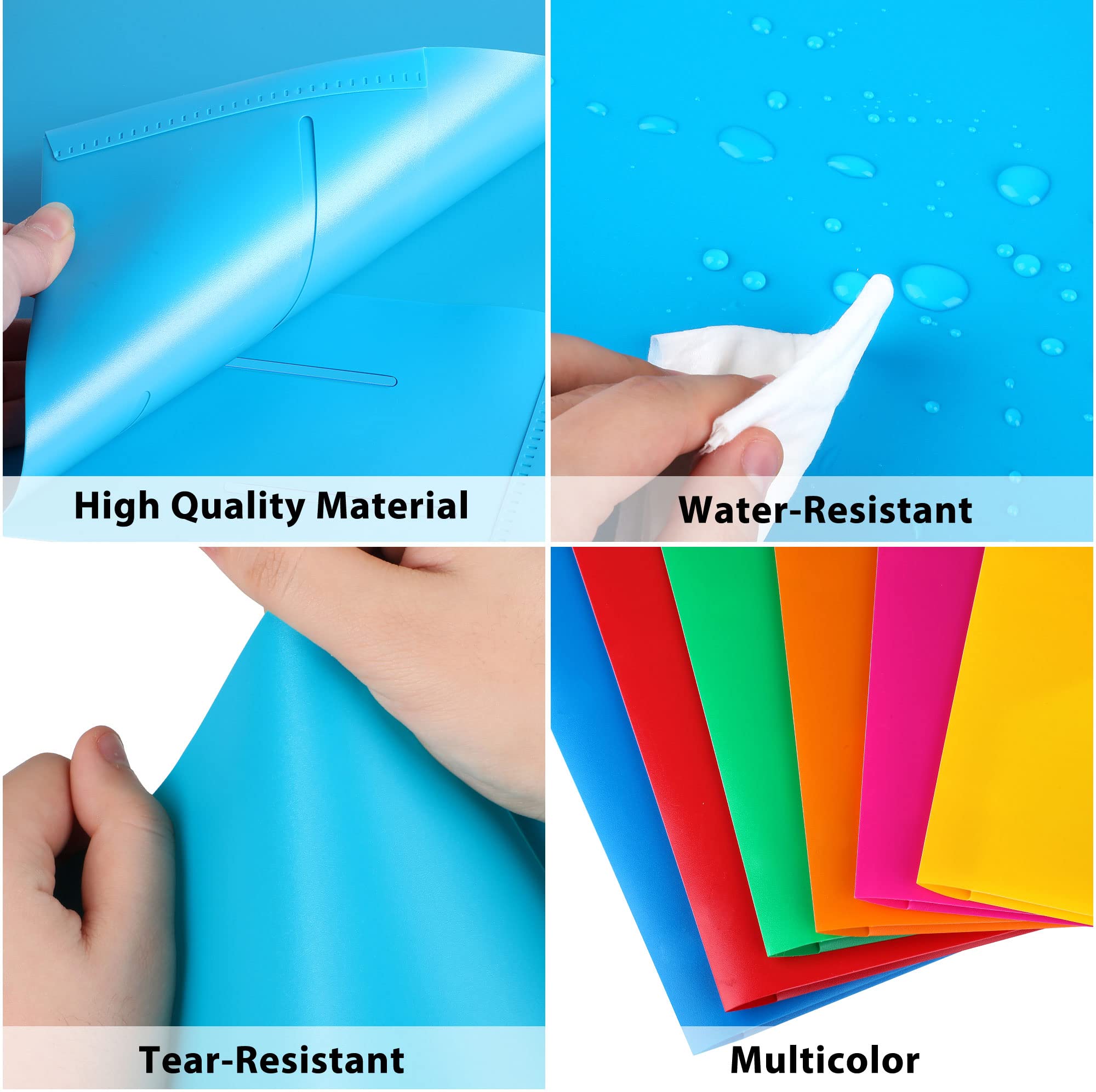 6 Pack Plastic Folders With Pockets And 3 Prongs,Colored Two Pockets Folders For - View #5