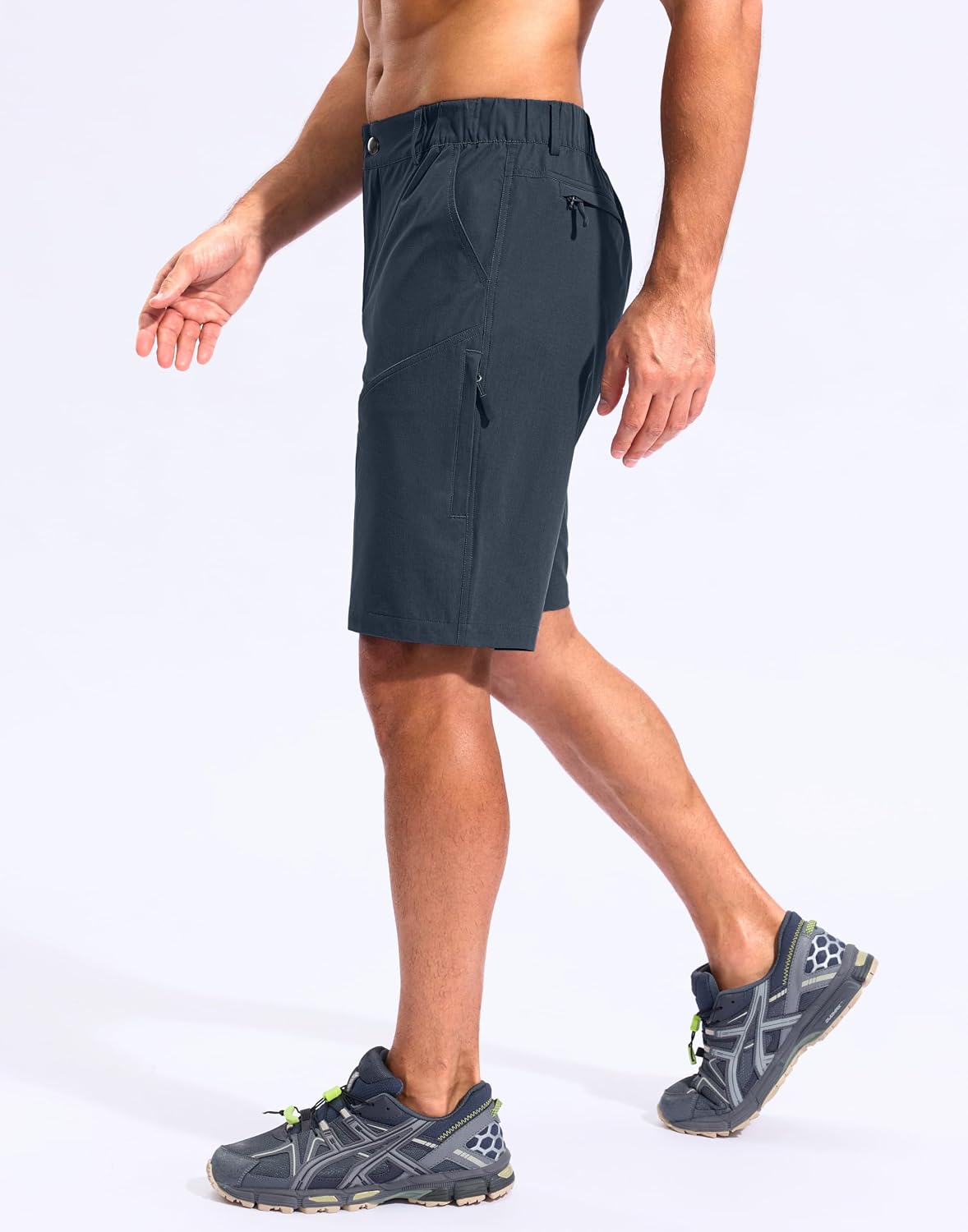Pudolla Men's Hiking Shorts with 7 Pockets 10" Lightweight Outdoor Cargo Shorts for Men Travel Casual Work Golf