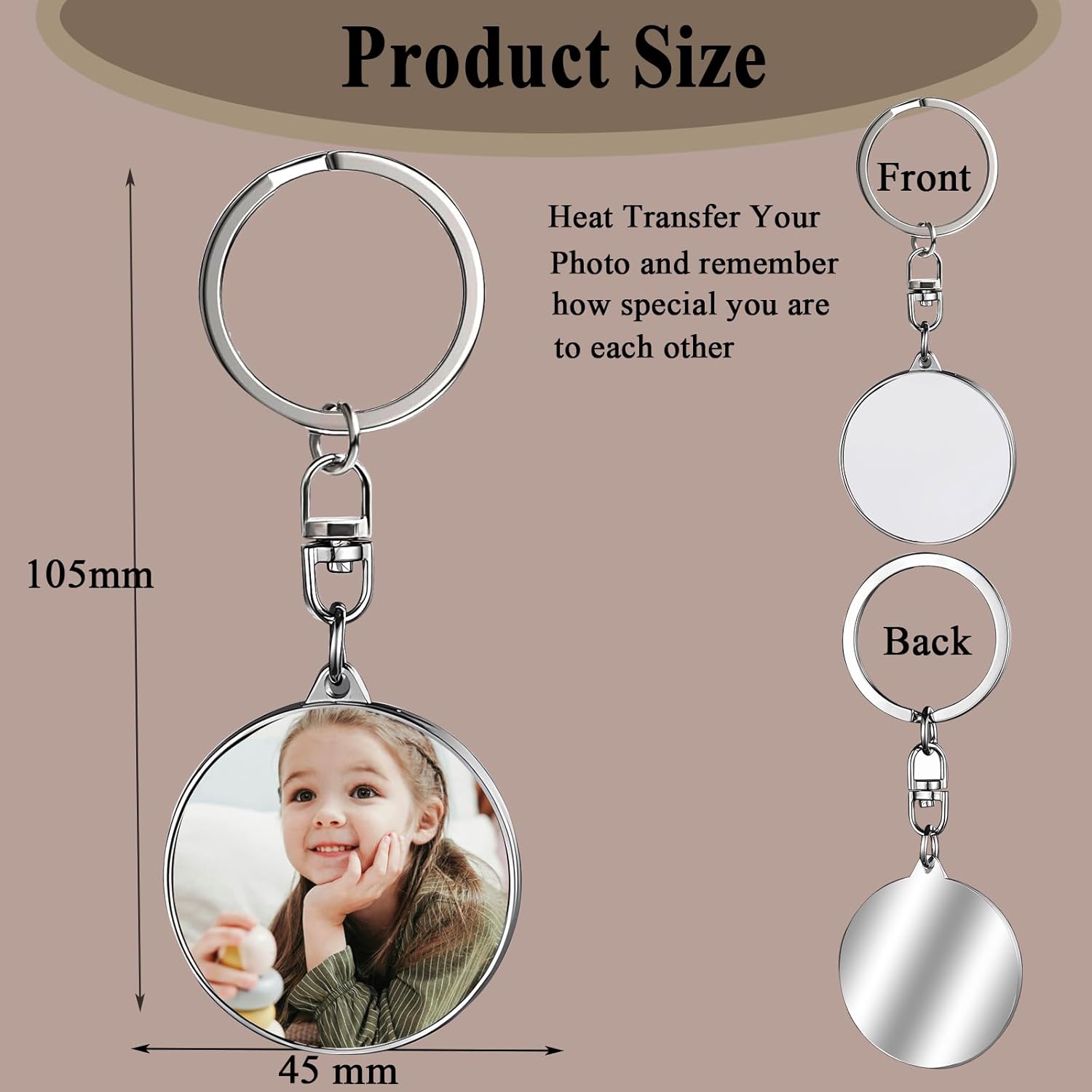 6Pcs Sublimation Keychain Blanks,Metal Heat Transfer Picture Keychain Blank, Sublimation Photo Key Chains DIY Gifts - Image 2