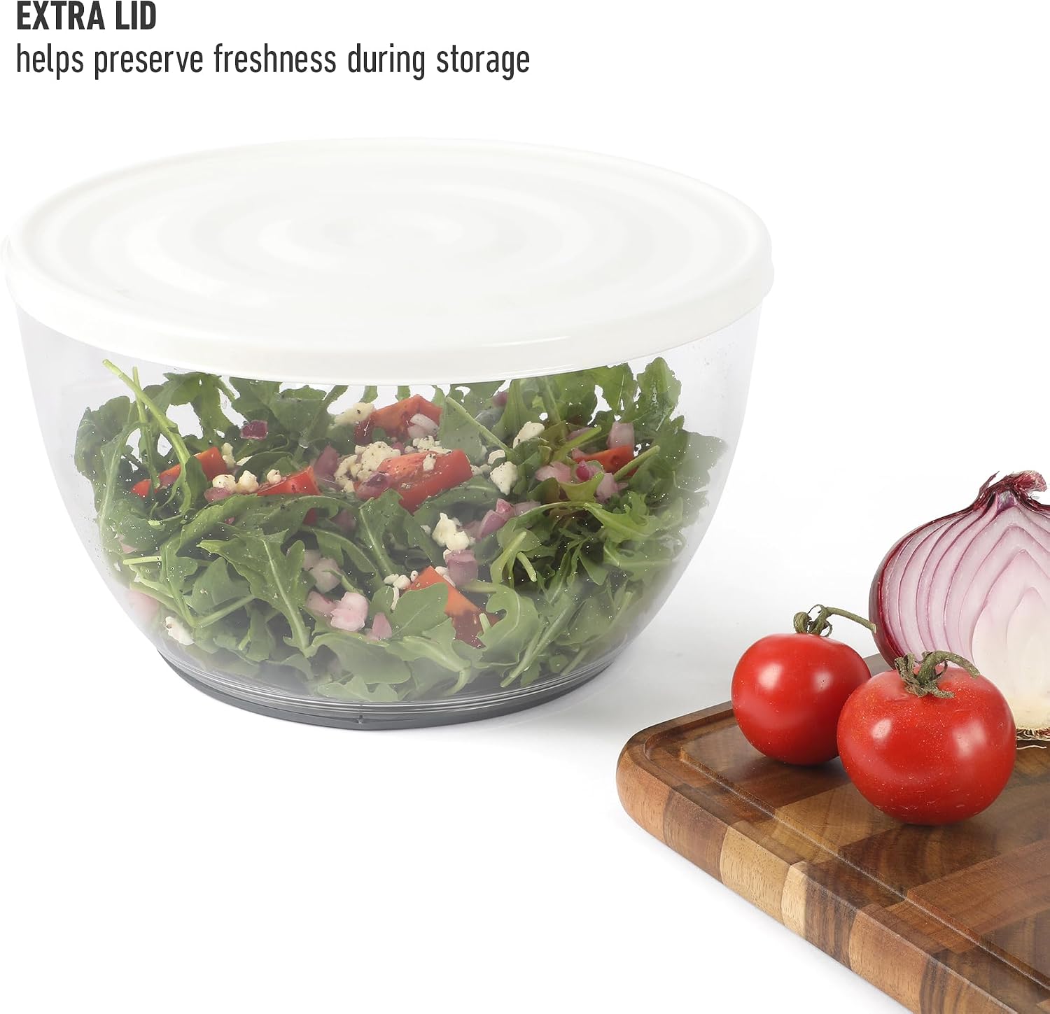 Calphalon Aero 6.3-Qt Salad Spinner & Vegetable Washer, Fruit Cleaning Bowl with Built-In Strainer Basket for Lettuce, Greens, Produce & Kitchen Meal Prep
