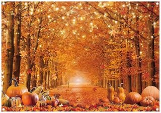 7x5ft Fall Photography Backdrop Autumn Maple Leaves Pumpkin Friendsgiving Background Thanksgiving Party Supplies Farm Harvest Banner Photo Booth