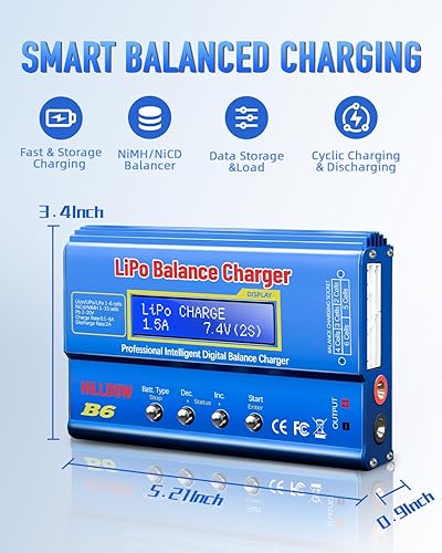Miniatura 2 de Cargador de Batería B6 80W Mini Lipo CargadorDescargador de Equilibrio con Fuente de Alimentación para Batería LiPoLi-ionLife(1-6s) NiMHNiCd (1-15s)