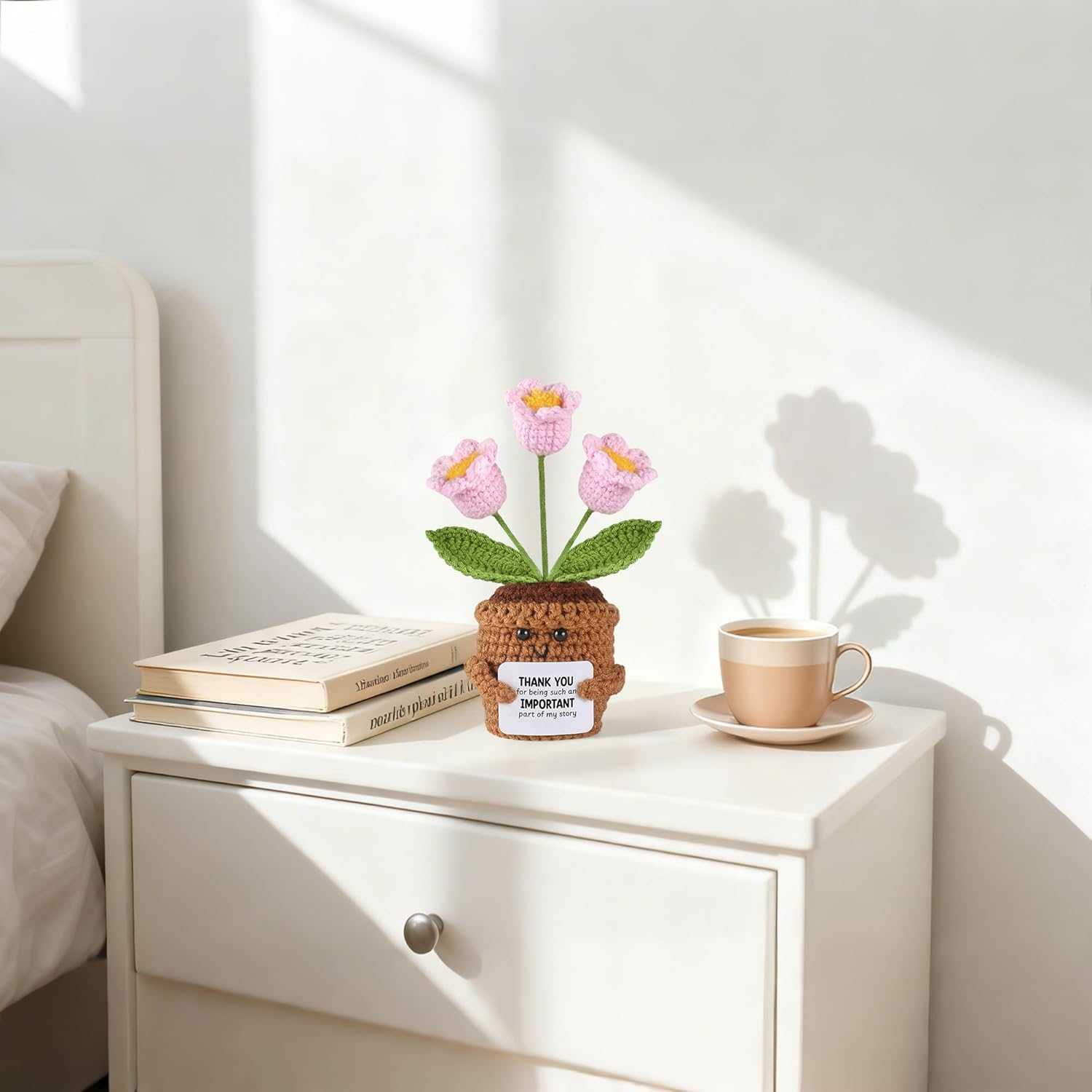 Positive Emotional Support Crochet Lily of The Valley Gift for Teacher, Thank You Gifts, Inspirational Crochet Flowers for Women, Mom, Friend, Christmas, Thanksgiving, End of Year, Desk Decor - Image 5