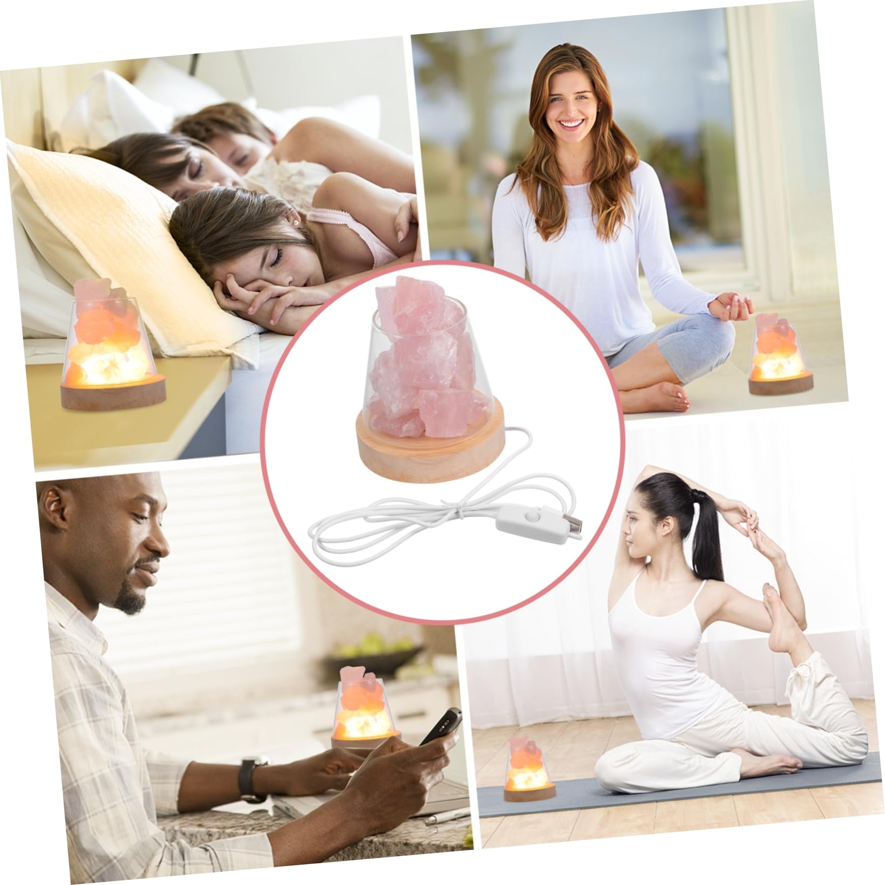 Cabilock Selenite Lamp Aromatherapy Night Light Crystal Rock Decorative Home Fragrance Lamp