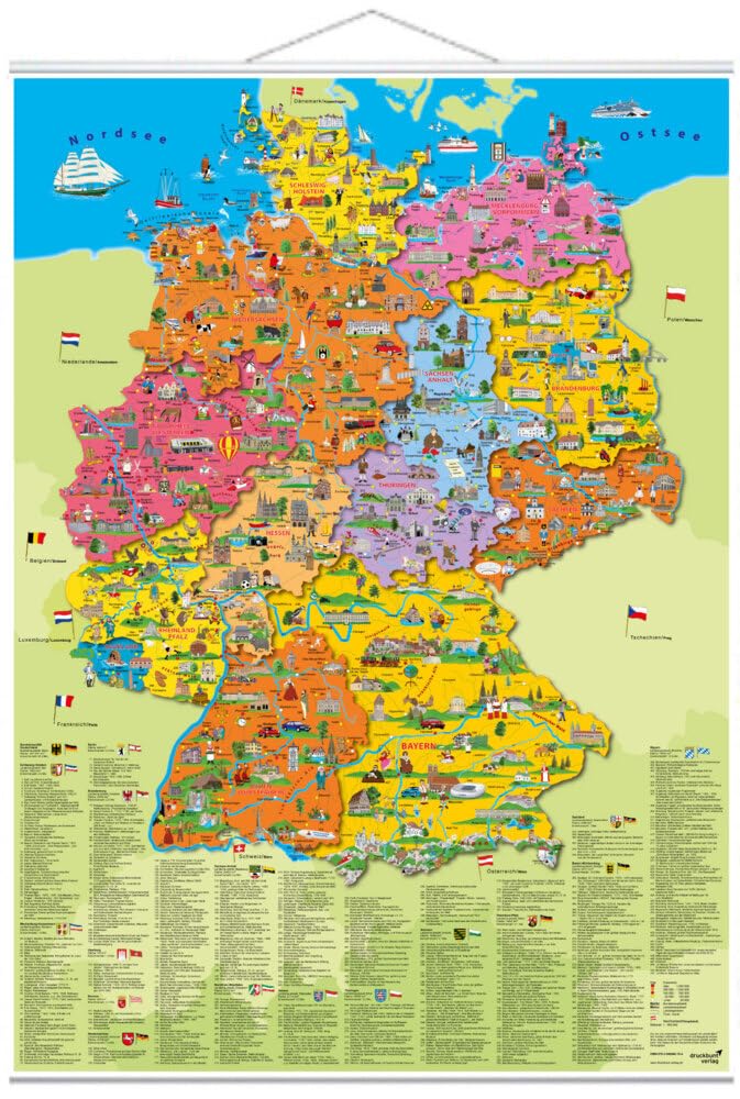 Erlebniskarte – Erlebniskarte – Deutschland Politisch – mit Metall-Beleistung