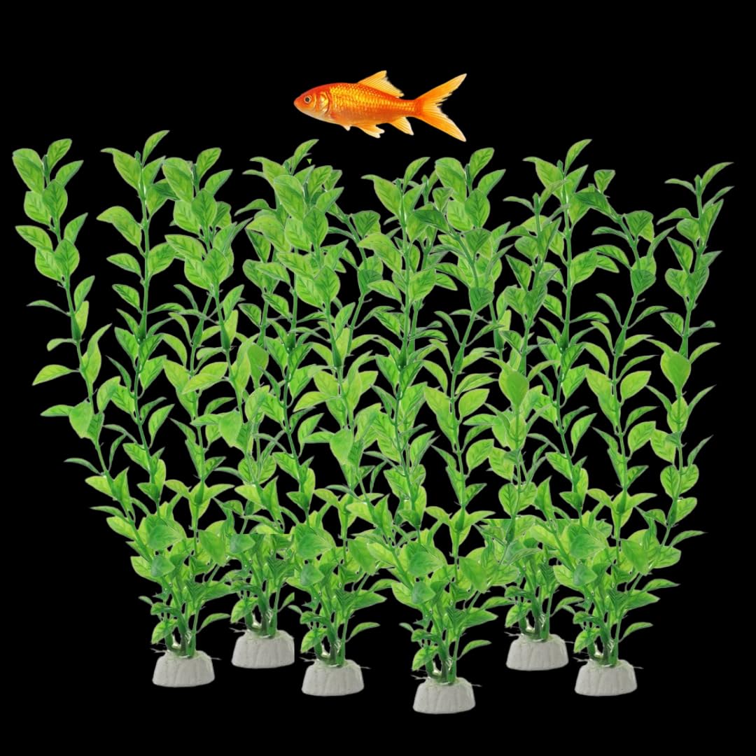 Premier Plants Aquarium Fish Tank Decoration Plastic Plants Green Rotella Artificial Plants for Indoor and Outdoor Decoration (10 Inch Pack of 6 Green)
