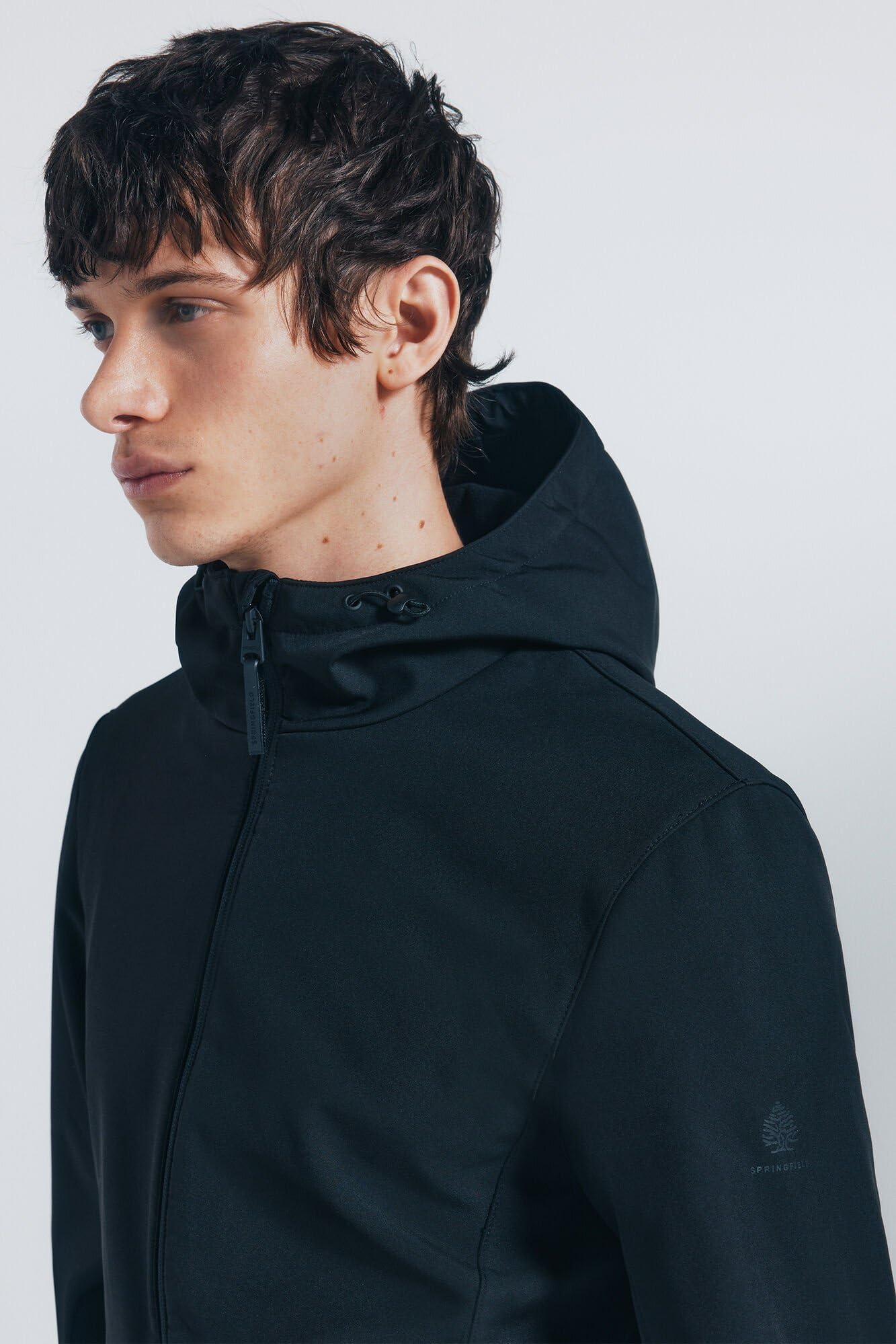 SPRINGFIELD Softshell Technical Parka Water Resistant Polyester With Zip Up Pockets And Hoodie. Parka Con Capucha Hombre