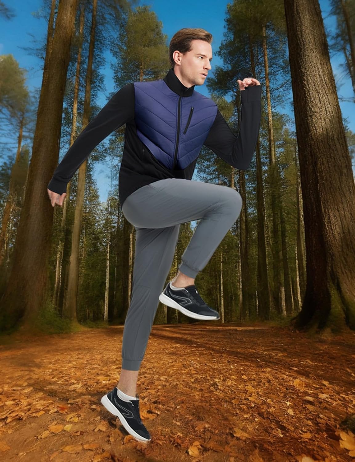 baleaf Men's Cycling Jacket Puffer Lightweight Coat Windproof Warm Winter 5 Pockets Packable Running Hiking - Image 3