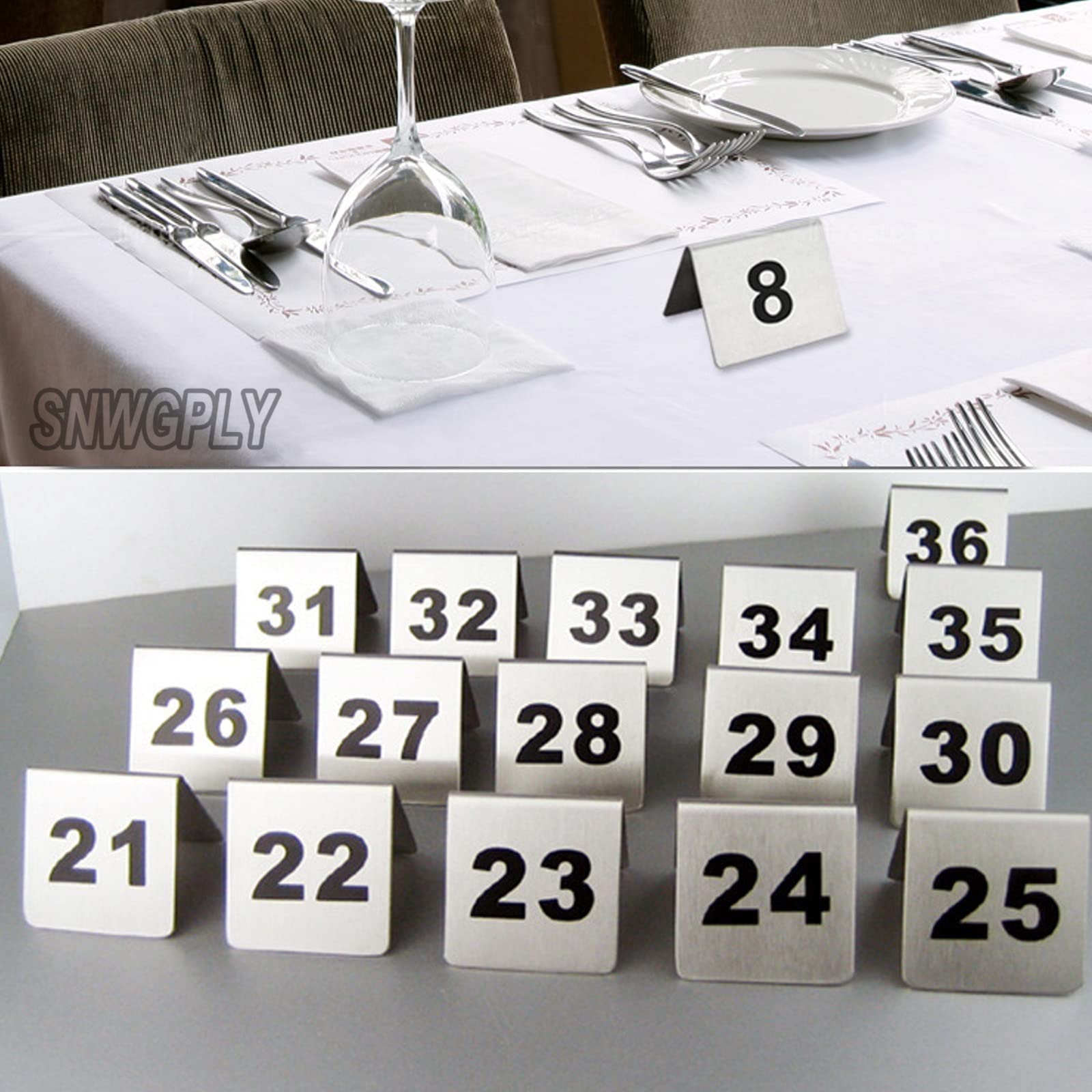 Produktbild von Tischnummern 21–40 – Edelstahl-Zeltkarten, Doppelseitig, 5x5 Cm, Für Hochzeiten, Konferenzen & Restaurants