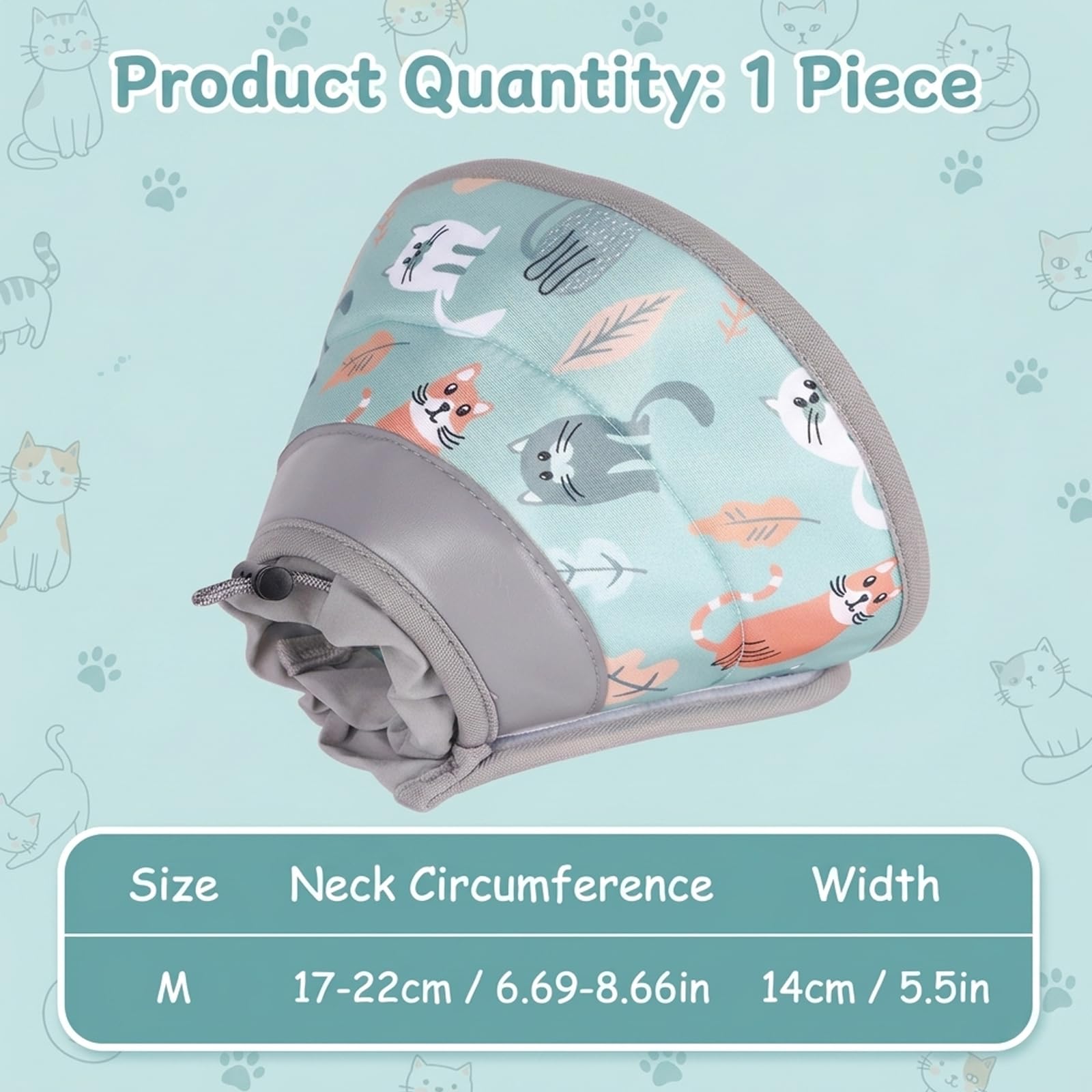 Halskrause Katze Weich, Einstellbarer Halskrause Katze Halsband, Weiche Schutzvorrichtung Für Haustiere, Halsband Weich Kragen für Katzen, Welpenund Kleine Hunde (Grün, M)