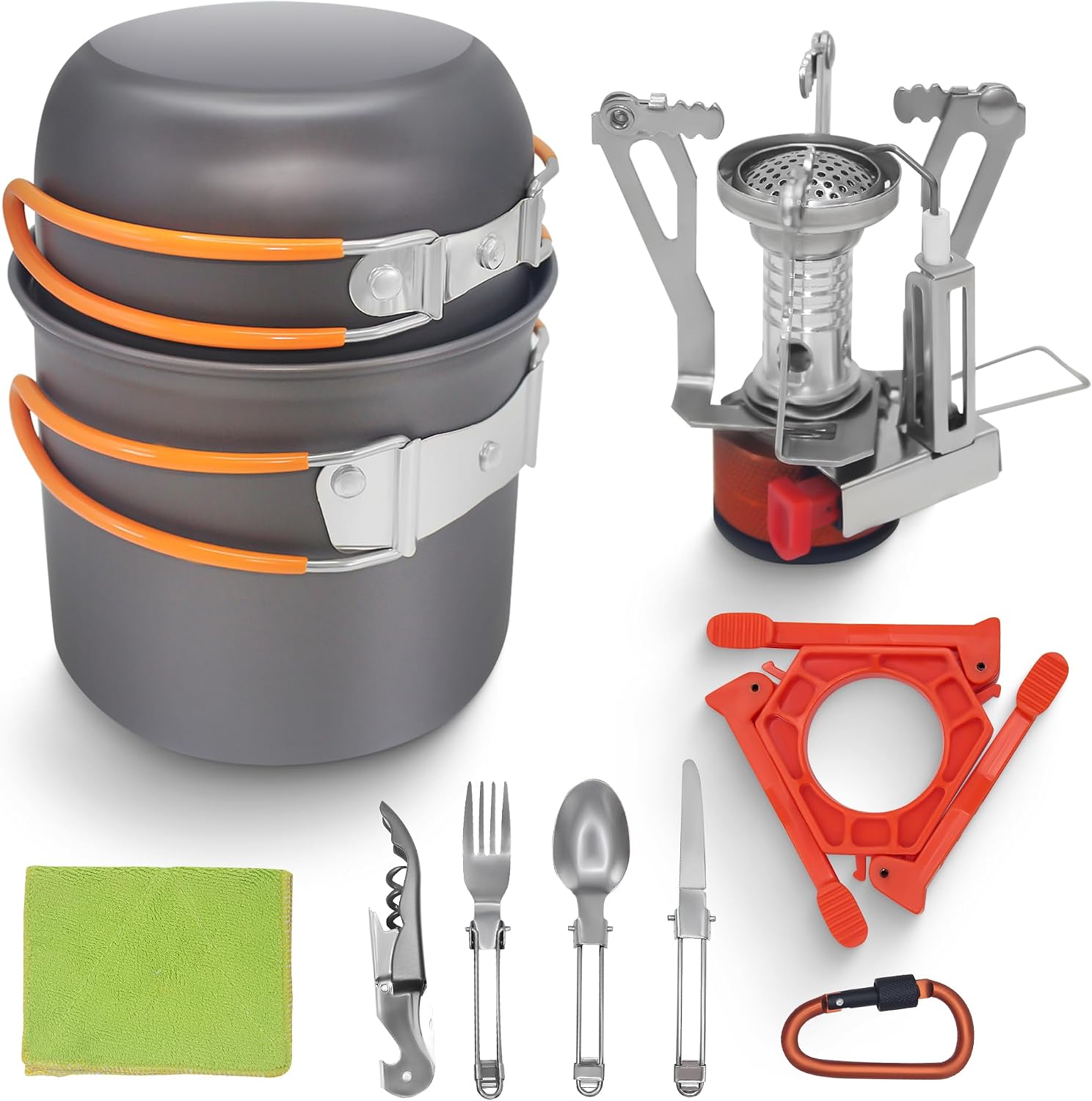Camping Cookware Set, Camping Accessories Include a Mini Backpacking Stove and Seahorse Knife, Camping Stove Suitable for Outdoor Backpacking, Hiking, Picnicking, and Fishing