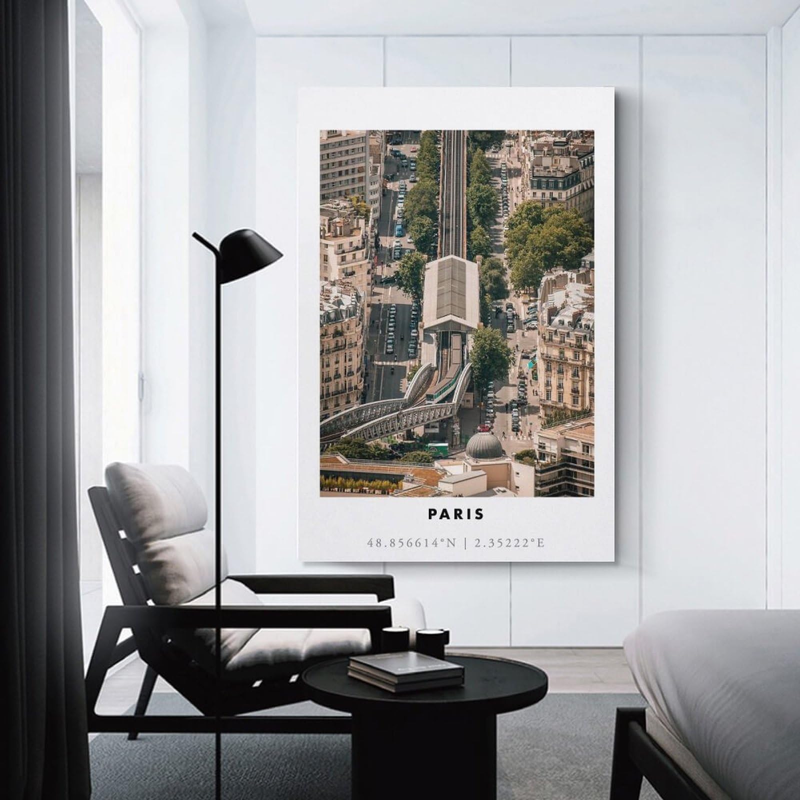 Junmoney Canvas Art Print Paris Aerial View, 20x30inch(50x75cm), for Small Homes, Bedrooms Or Open Spaces, A Simple Refresh for Blank Walls