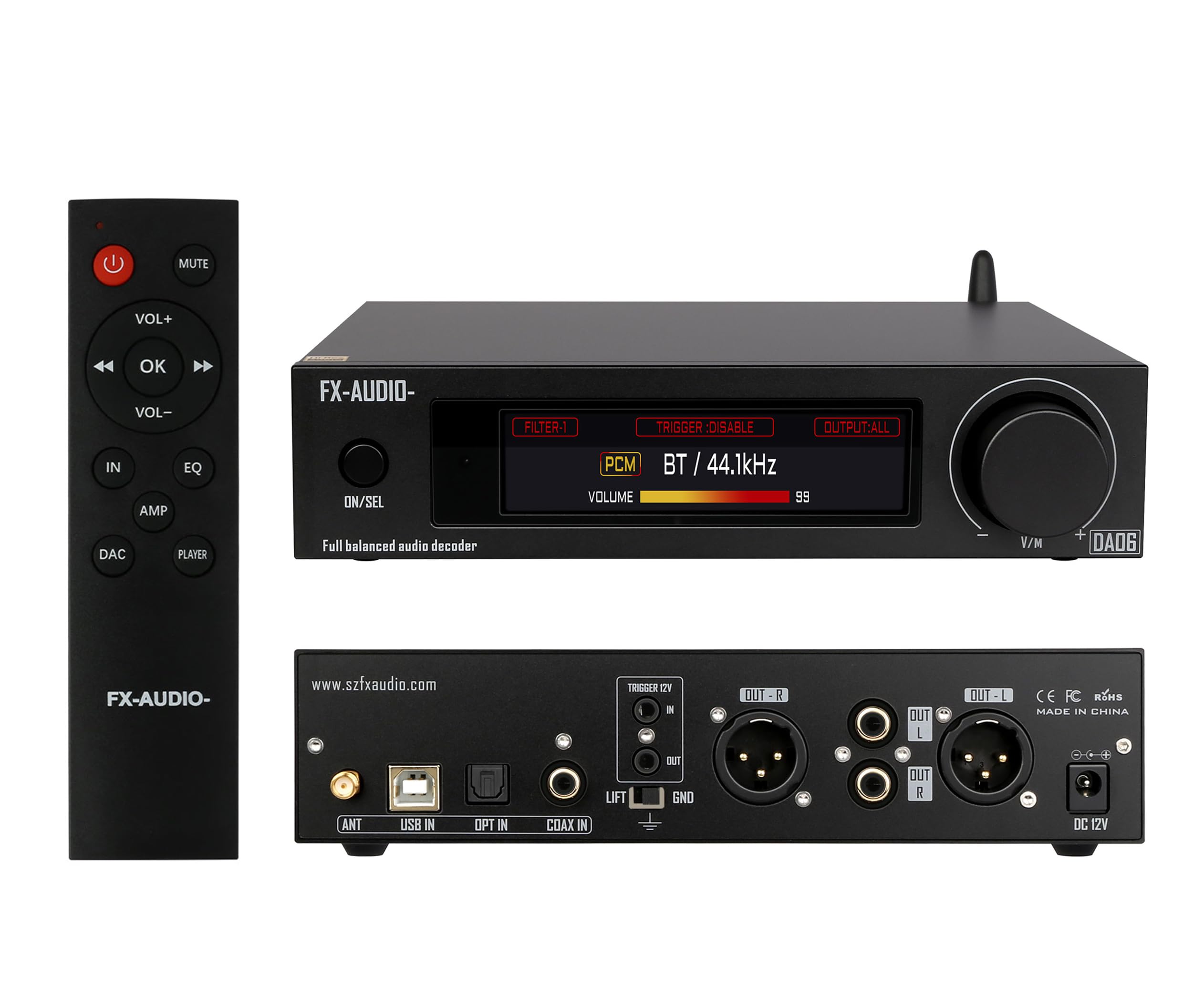 FX-Audio- DA06 MQA Vollständig erweiterbarer Audio-Decoder Dual AKM4493SEQ XU316 768 kHz/32 Bit DSD512 Hi-Res Echt symmetrischer DAC mit Fernbedienung