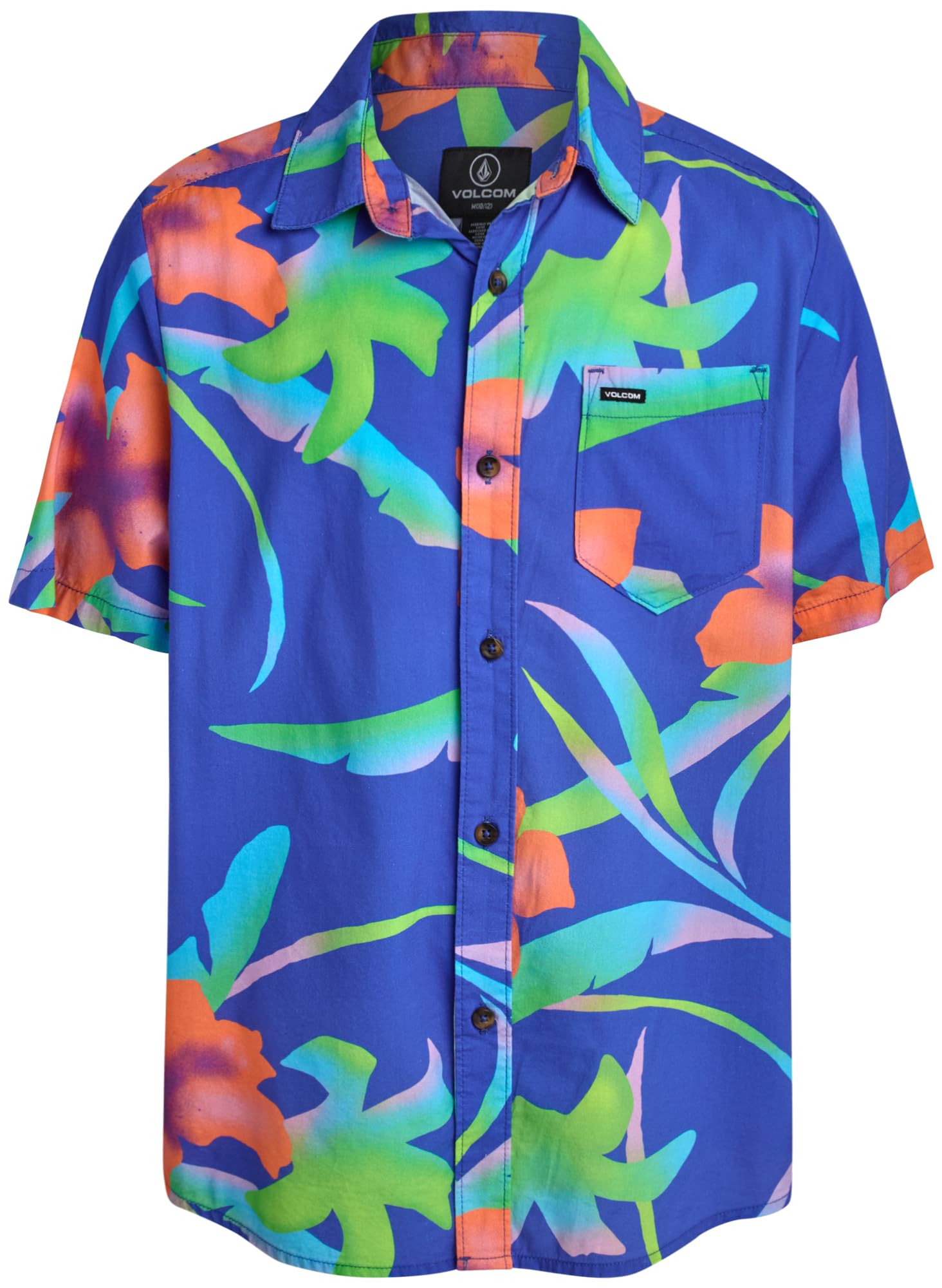 Volcom Boys Button Down Shirt - Soft Woven Hawaiian Beach Shirt - Short Sleeve Casual Collared Shirts for Boys