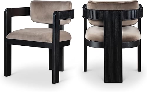 Miniatura 22 de Meridian Furniture 11094Cognac-C Sacha Collection - Silla de comedor Art Deco, terciopelo coñac ultra lujoso, terciopelo de 11.21 oz/m², acabado