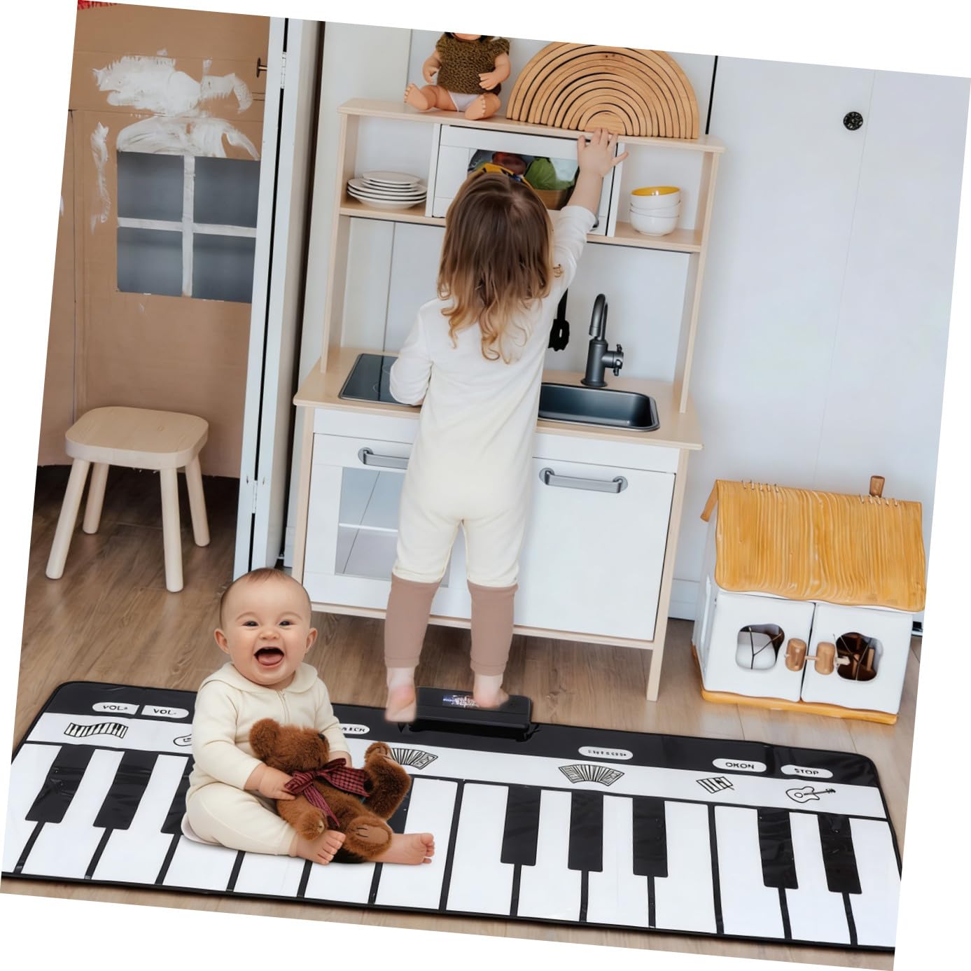 Tappeto Musicale Pianoforte 180x72 Cm 1 Pezzo Bianco