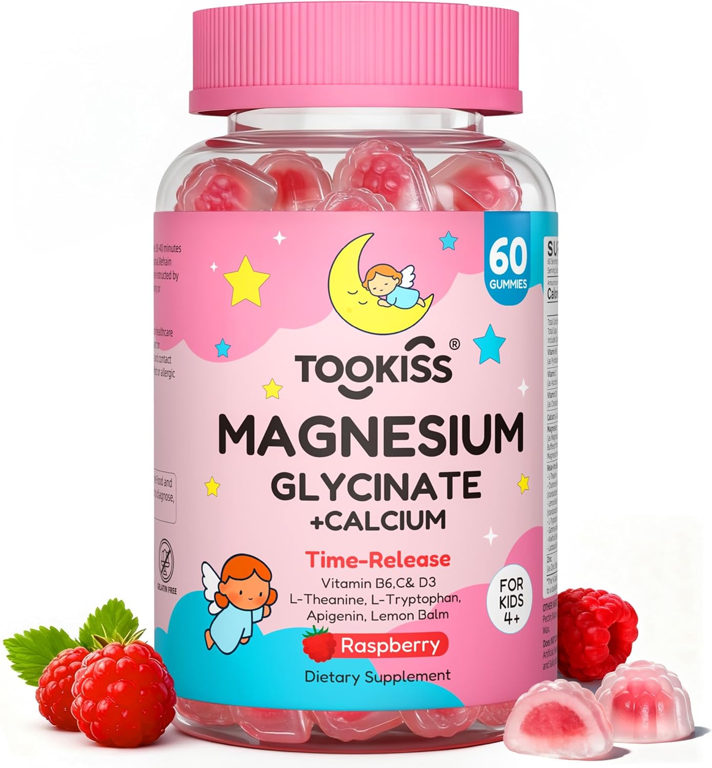 Gomitas de glicinato de magnesio para niños y adultos, suplemento de bisglicinato de magnesio, con L-treonato, B6D3 para mayores de 4 años,