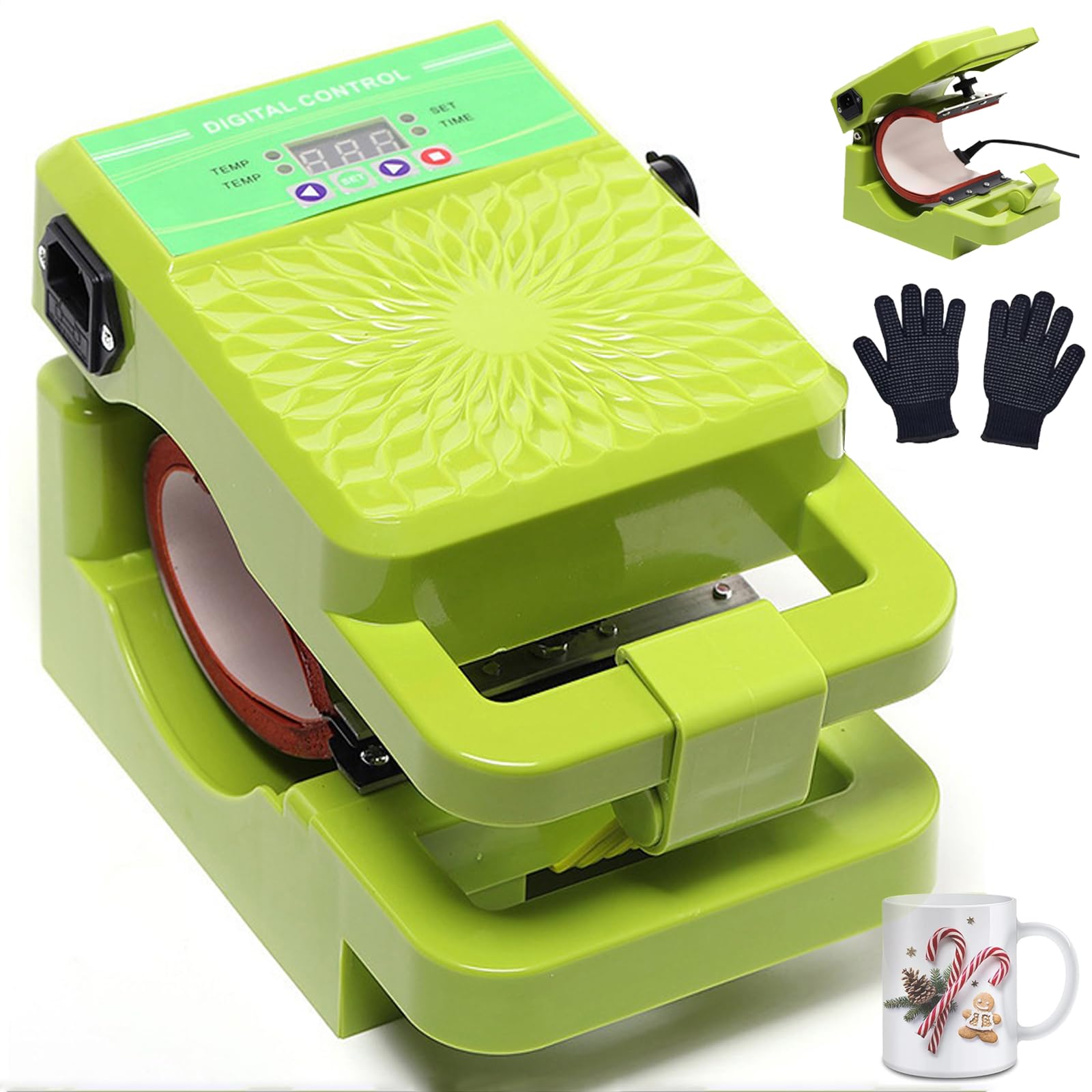 Mini Prasa Termiczna do Kubków, Przenośna Prasa do Kubków 300W z Inteligentnym Sterowaniem Grzania - Kompaktowa Maszyna do Transferu Ciepła dla Kubków do Kawy 11oz / 310ml i Kubków Tumbler