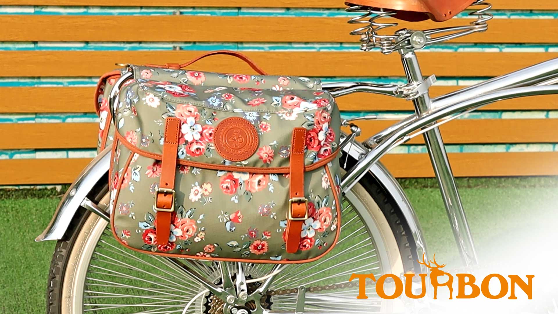 Doppelte Fahrradtasche für Damenfahrrad ansehen