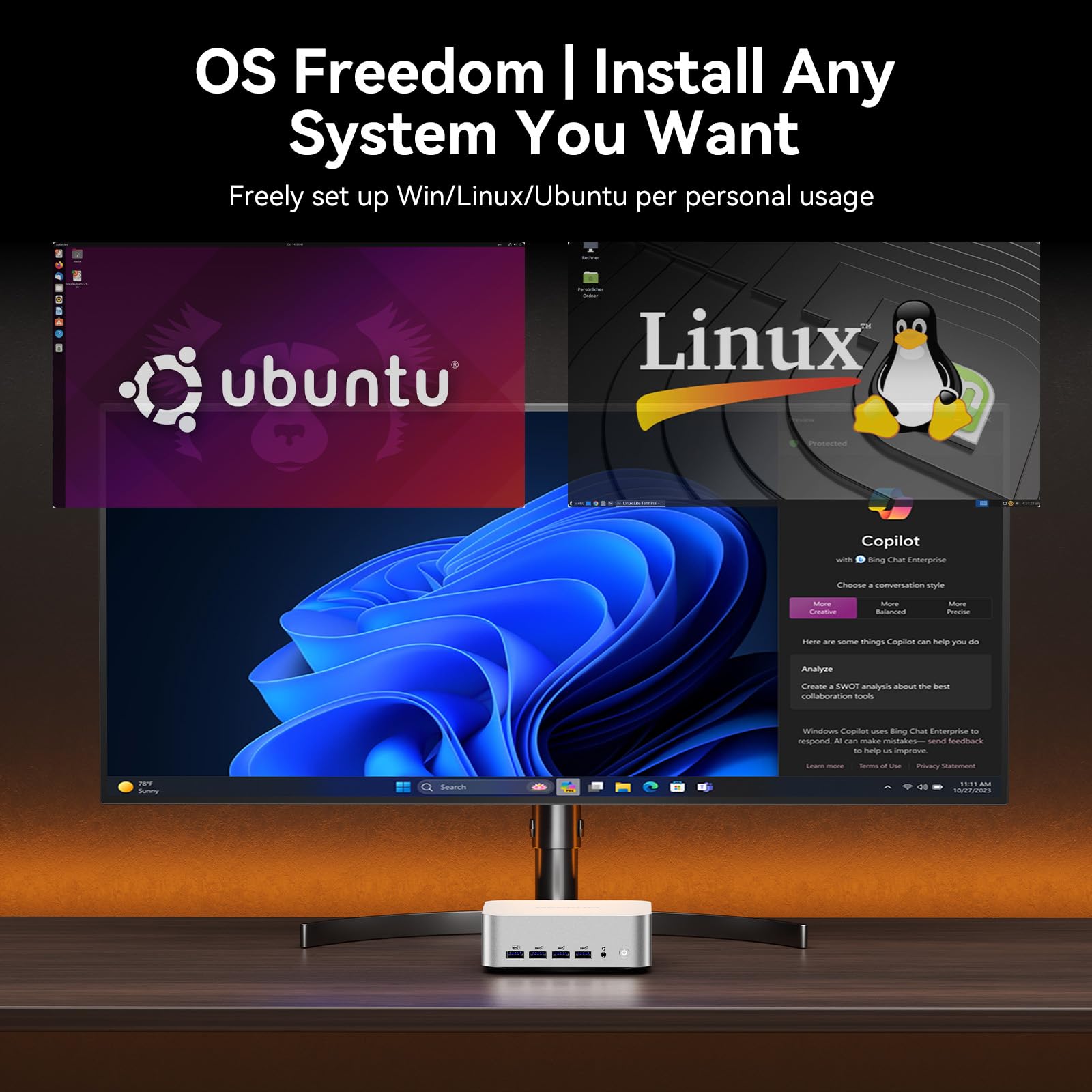 GEEKOM Barebones Mini PC de oficina y edición de video, A8 Max con AMD Ryzen 7 8745HS (Beats H 255/7735hs) sin RAM/SSD/OS (sin memoria), mini computadora de escritorio LAN dual [cobertura de 3 años