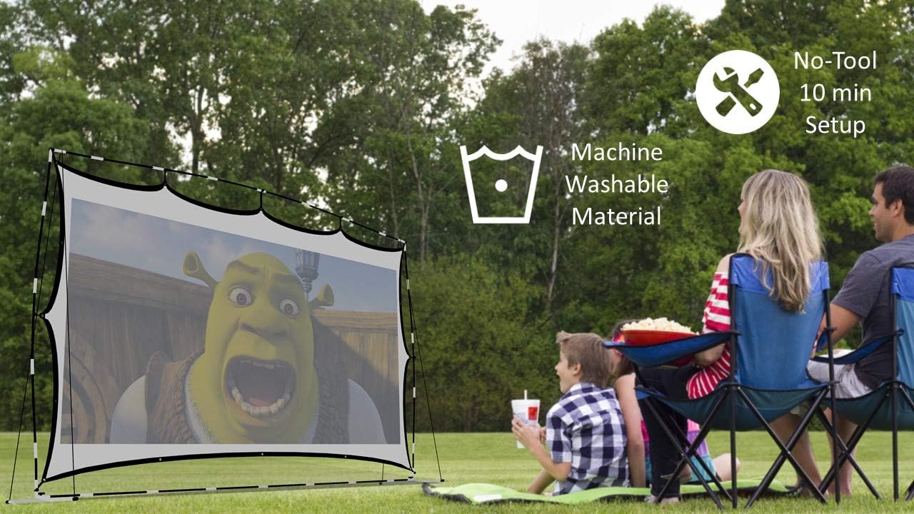 Super Big Clearance! 150 Inch Front/Rear Projection Screen in A Backpack - LisMarquee Indoor/Outdoor Home Theatre No-Wrinkle Portable Projector Screen with Stand