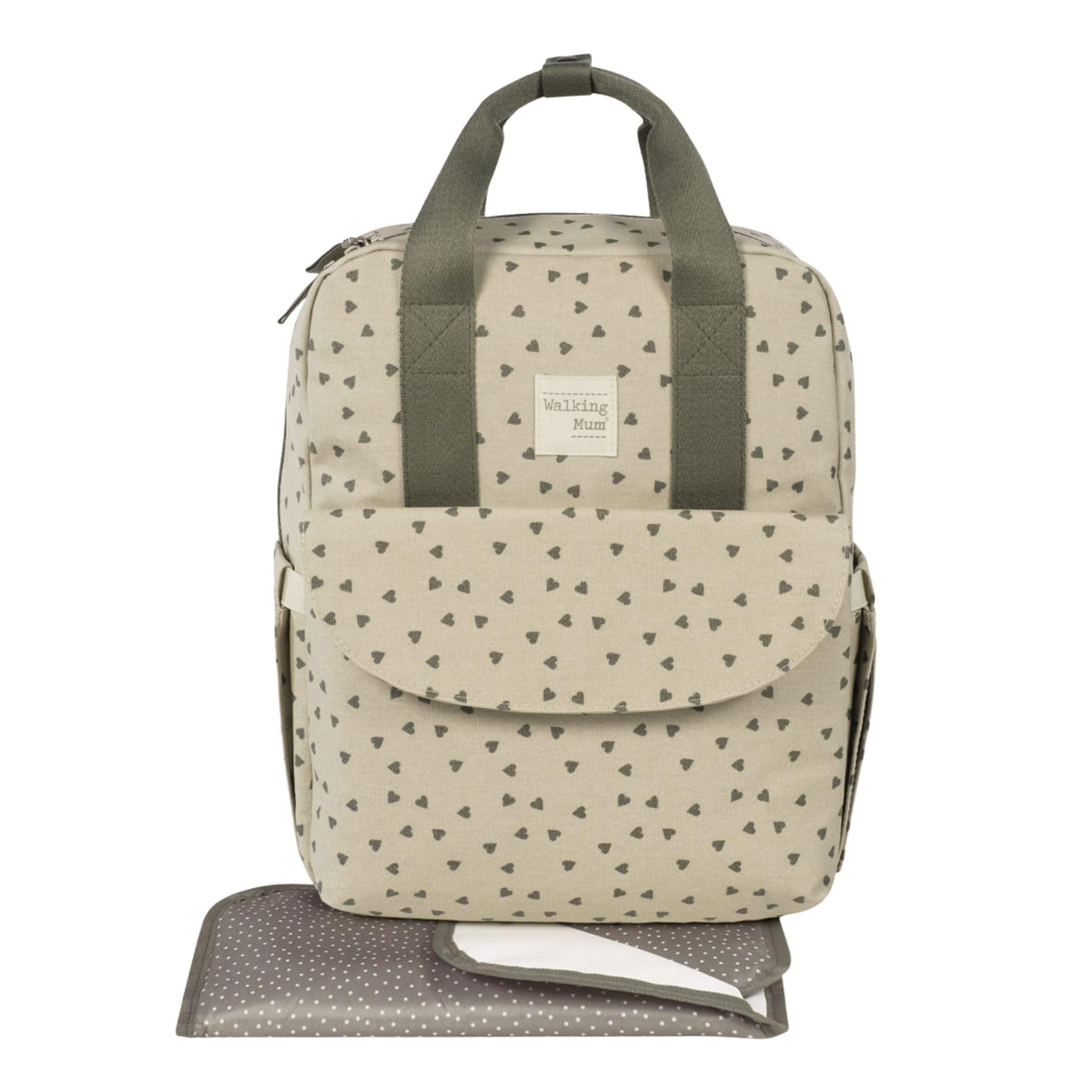 Walking Mum - Mochila Corazones Poppy Musgo