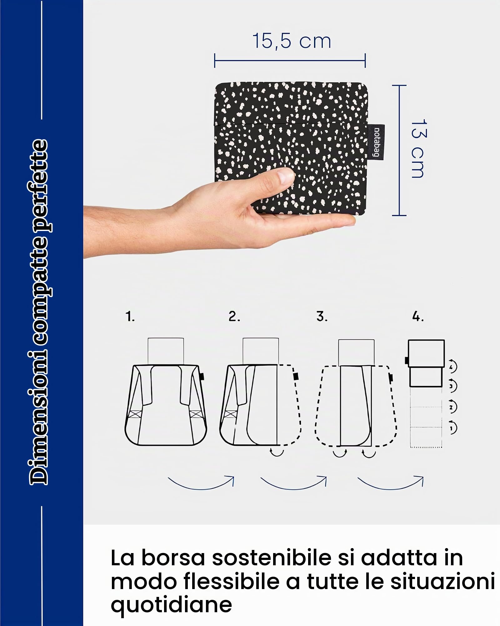 Notabag Zaino e borsa 2 in 1 – Zaino impermeabile – borse della spesa riutilizzabili pieghevoli