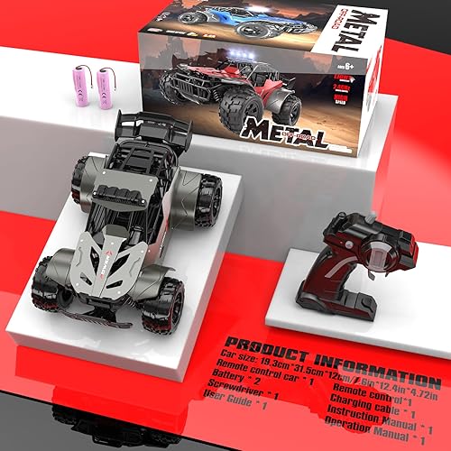 Miniatura 7 de Coche de control remoto de 2.4 GHz, camión de control remoto de alta velocidad de 20 KMH, Monster RC Truck Off Road con faro LED RC Car Dos baterías